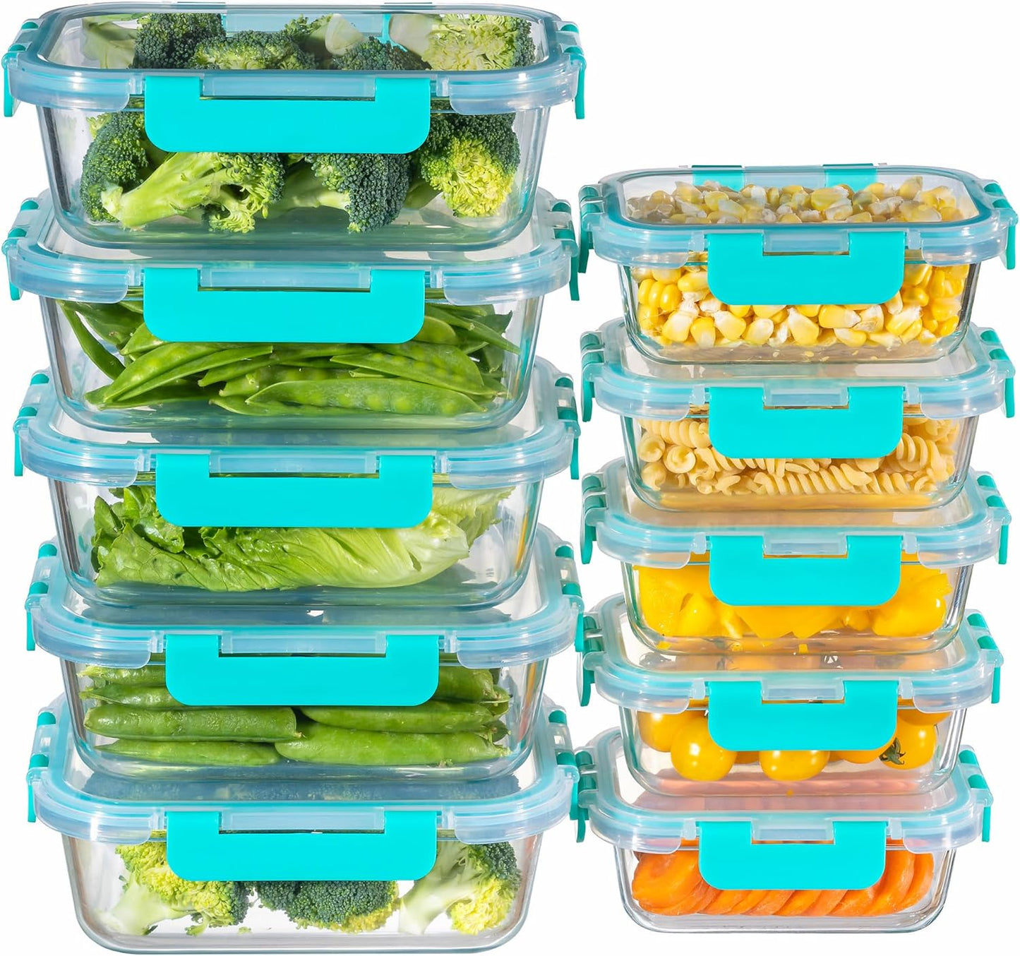 10-Pack Glass Storage Containers with Lids for Meal Prep