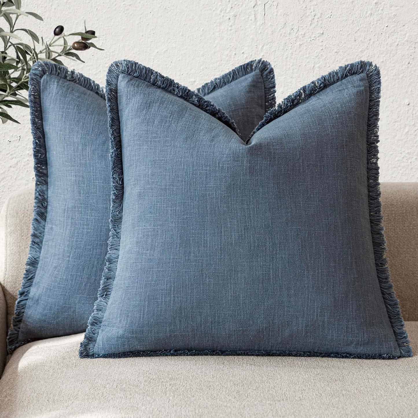 Decorative Linen Fringe Throw Pillow Covers for Cozy Boho Style