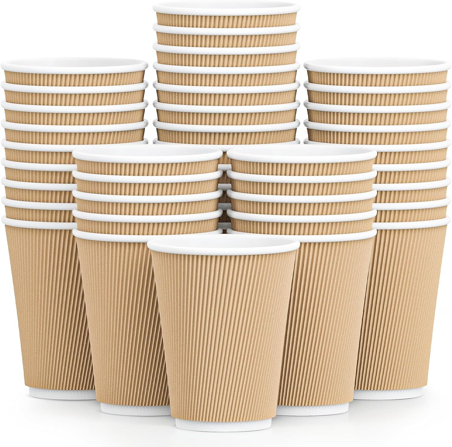 150 Pack 12 oz Disposable Ripple Wall Coffee Cups by Luckypack
