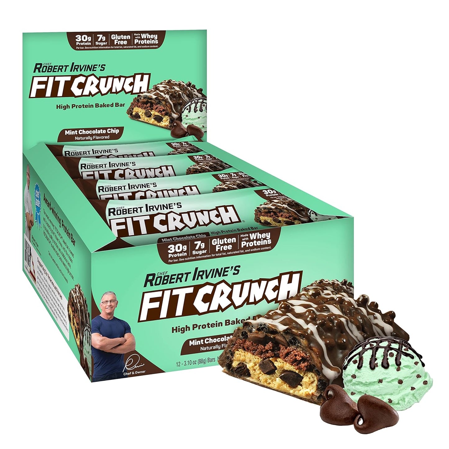 FITCRUNCH Full Size Protein Bars with 30g Protein and 7g Sugar