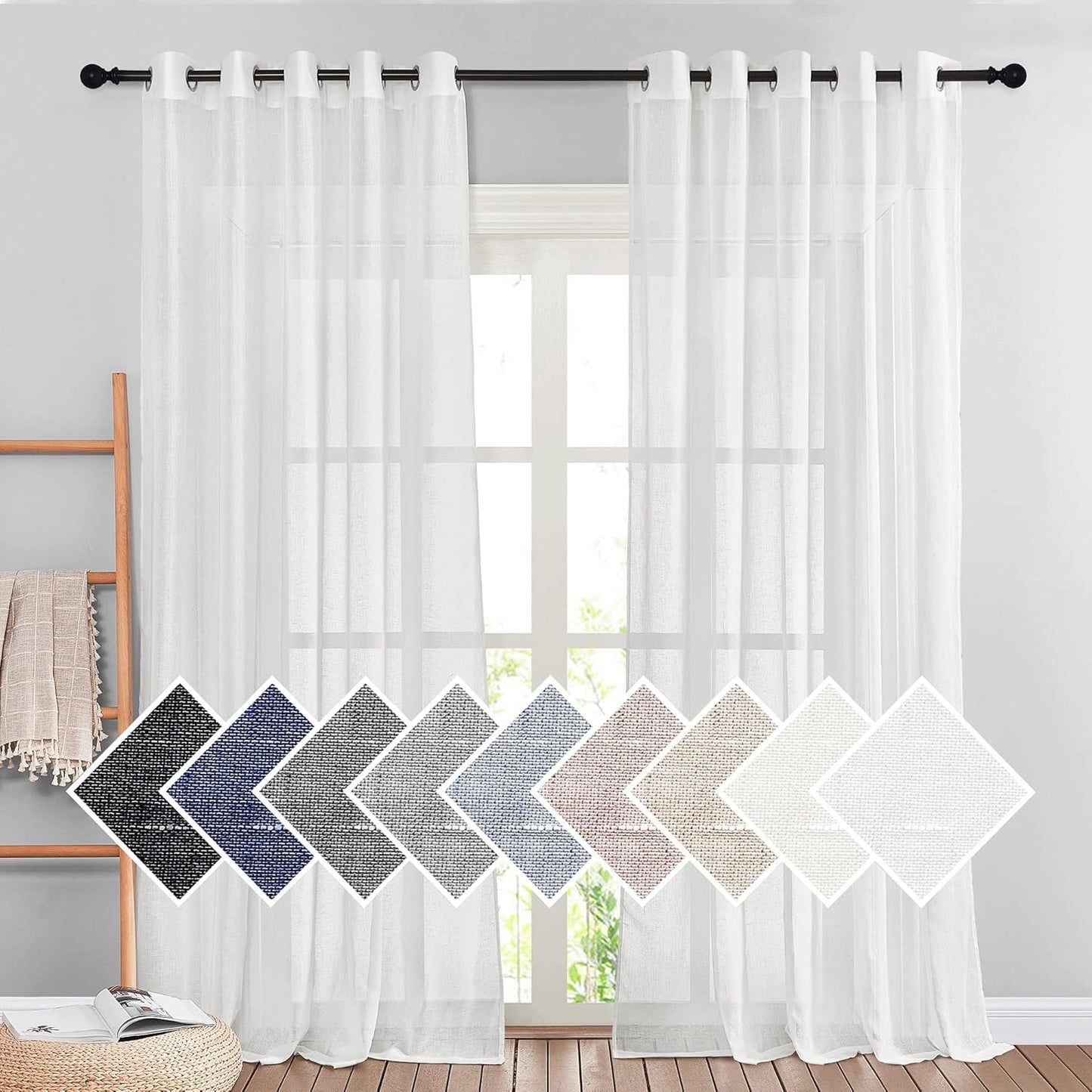 NICETOWN Privacy White Sheer Linen Curtains for Elegant Spaces