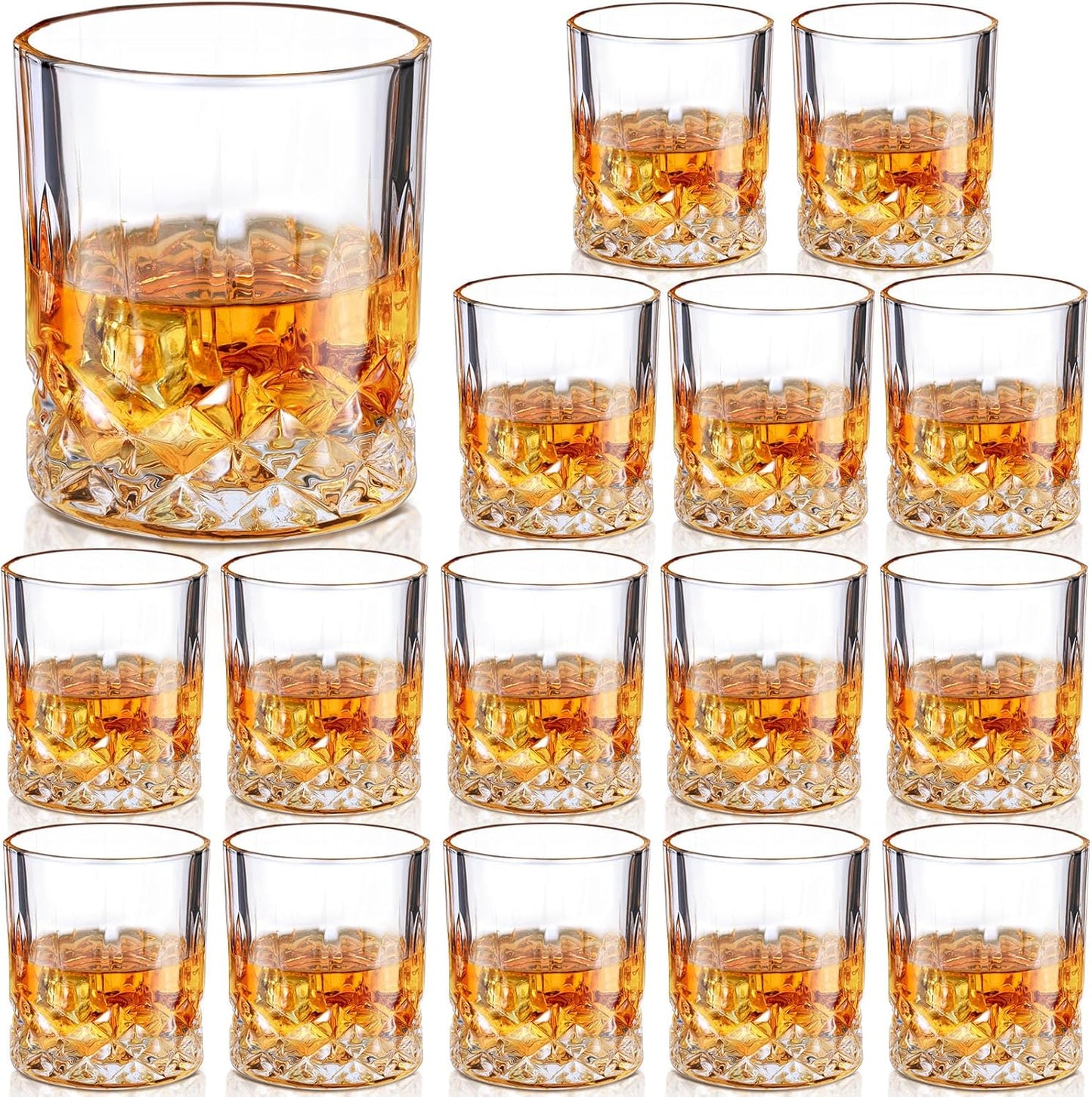 Yaomiao 16 Pack Old Fashioned Whiskey Glasses for Bourbon