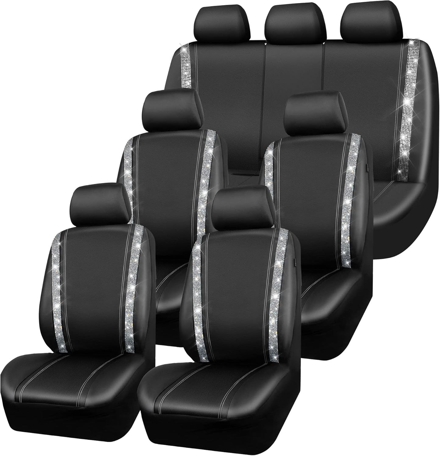 Bling Diamond Car Seat Covers with Rhinestones for Women and Girls