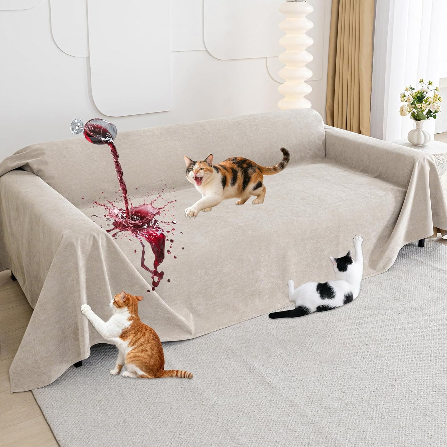 Cat Scratch Furniture Protector - Waterproof Sofa Cover for Pets