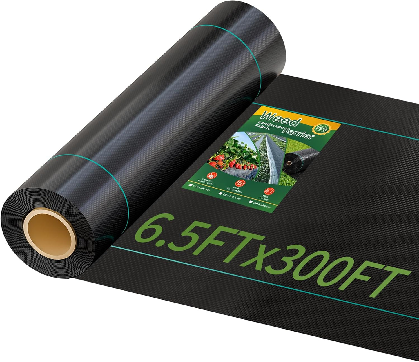 Heavy Duty 6.5ftx300ft Weed Barrier Landscape Fabric for Gardens