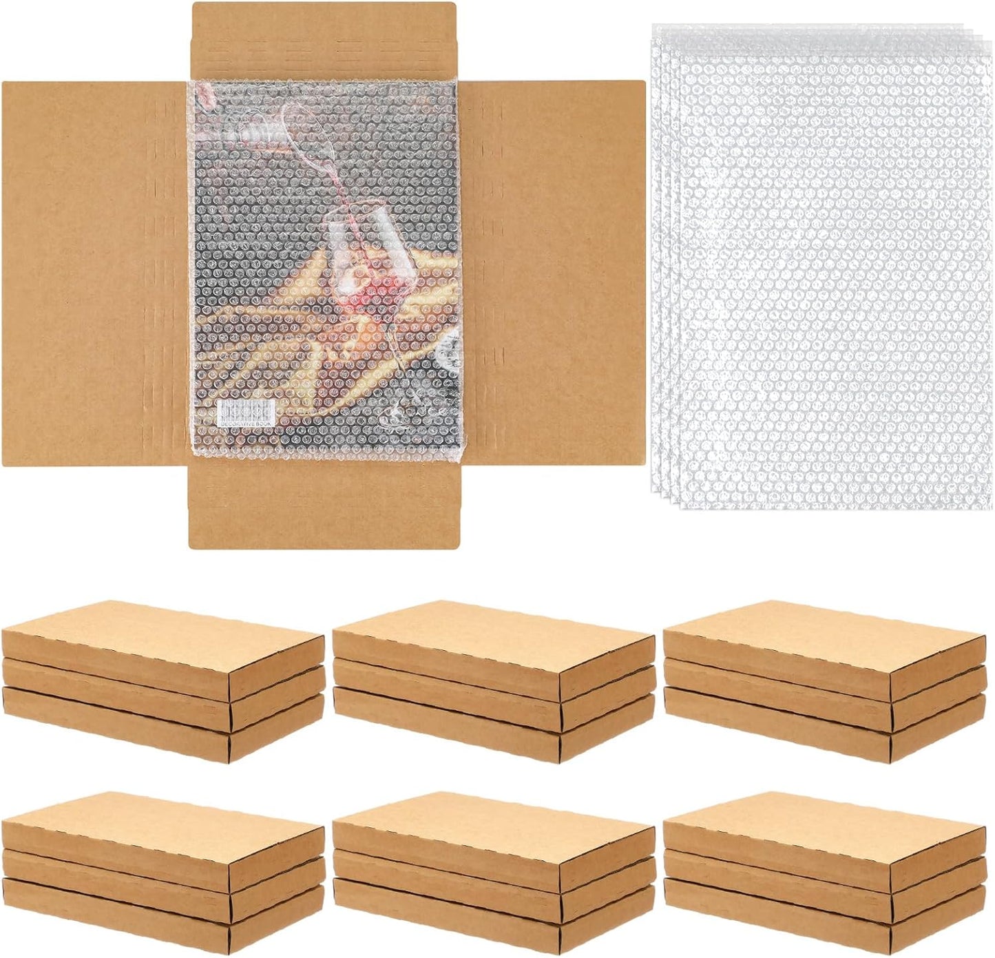 30 Pack Corrugated Comic Book Mailers with Bubble Bags for Shipping