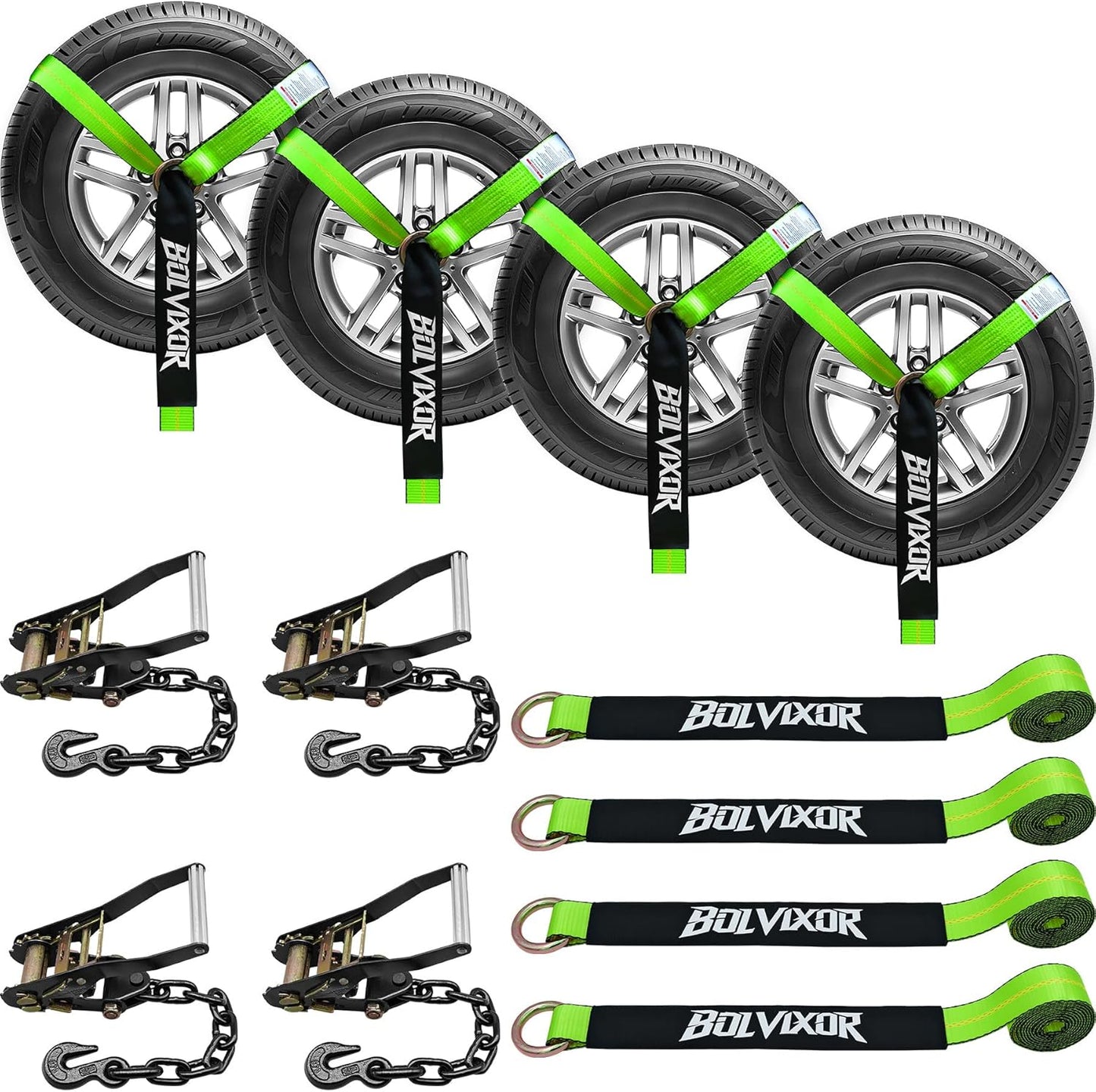 4 Pack Car Tie Down Straps for Trailers - Heavy Duty 9900LBS