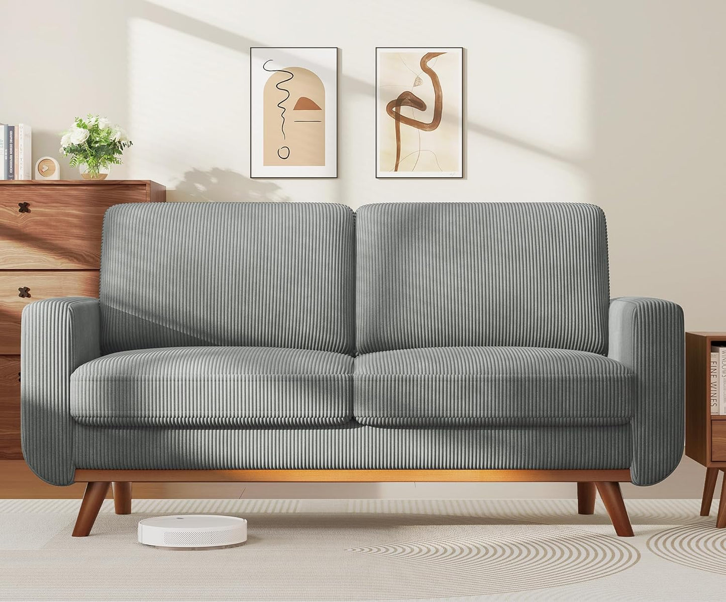 Vesgantti 68 Loveseat Sofa Dark Gray Comfy Corduroy Couch
