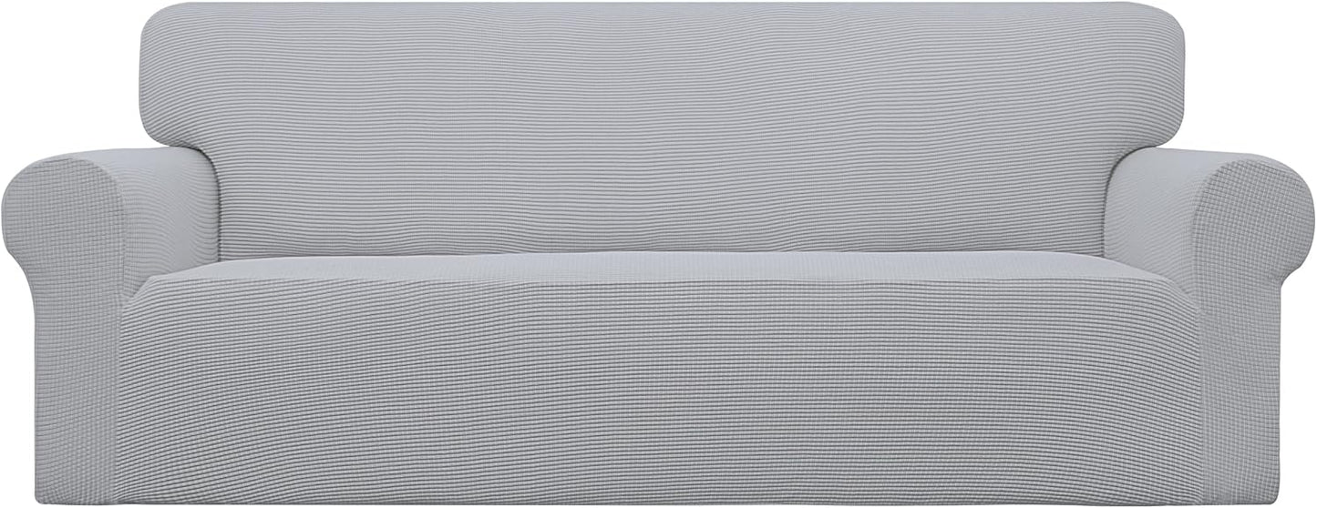 Easy-Going Stretch Sofa Slipcover for Kids and Pets in Silver Gray