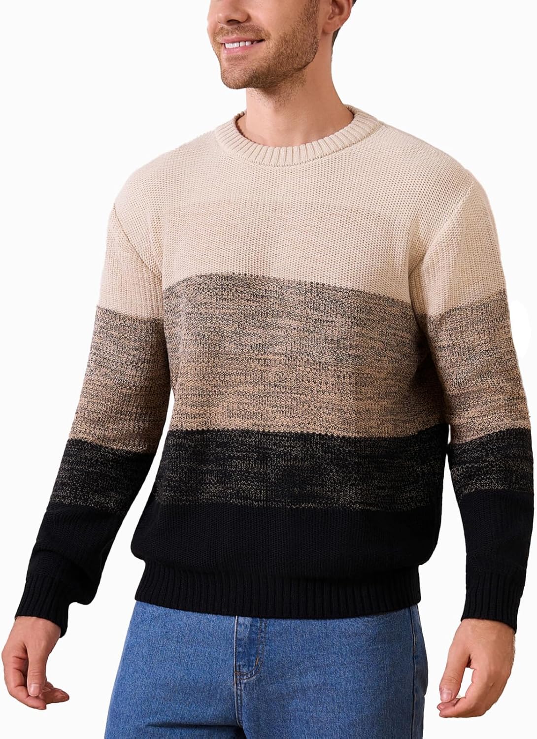 Mens Crewneck Pullover Sweater for Stylish Winter Fashion
