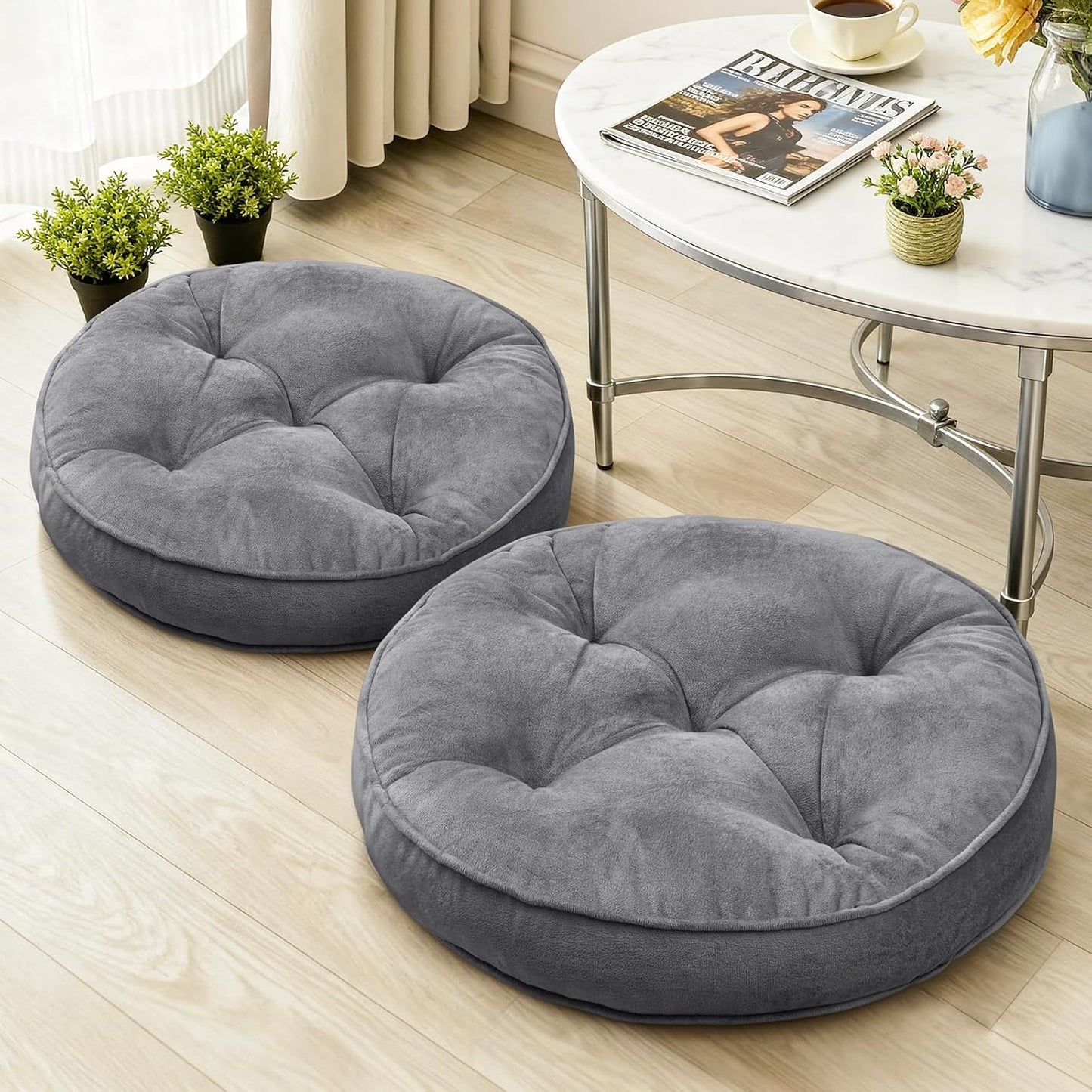 Memory Foam Floor Pillow Set of 2 for Meditation and Yoga