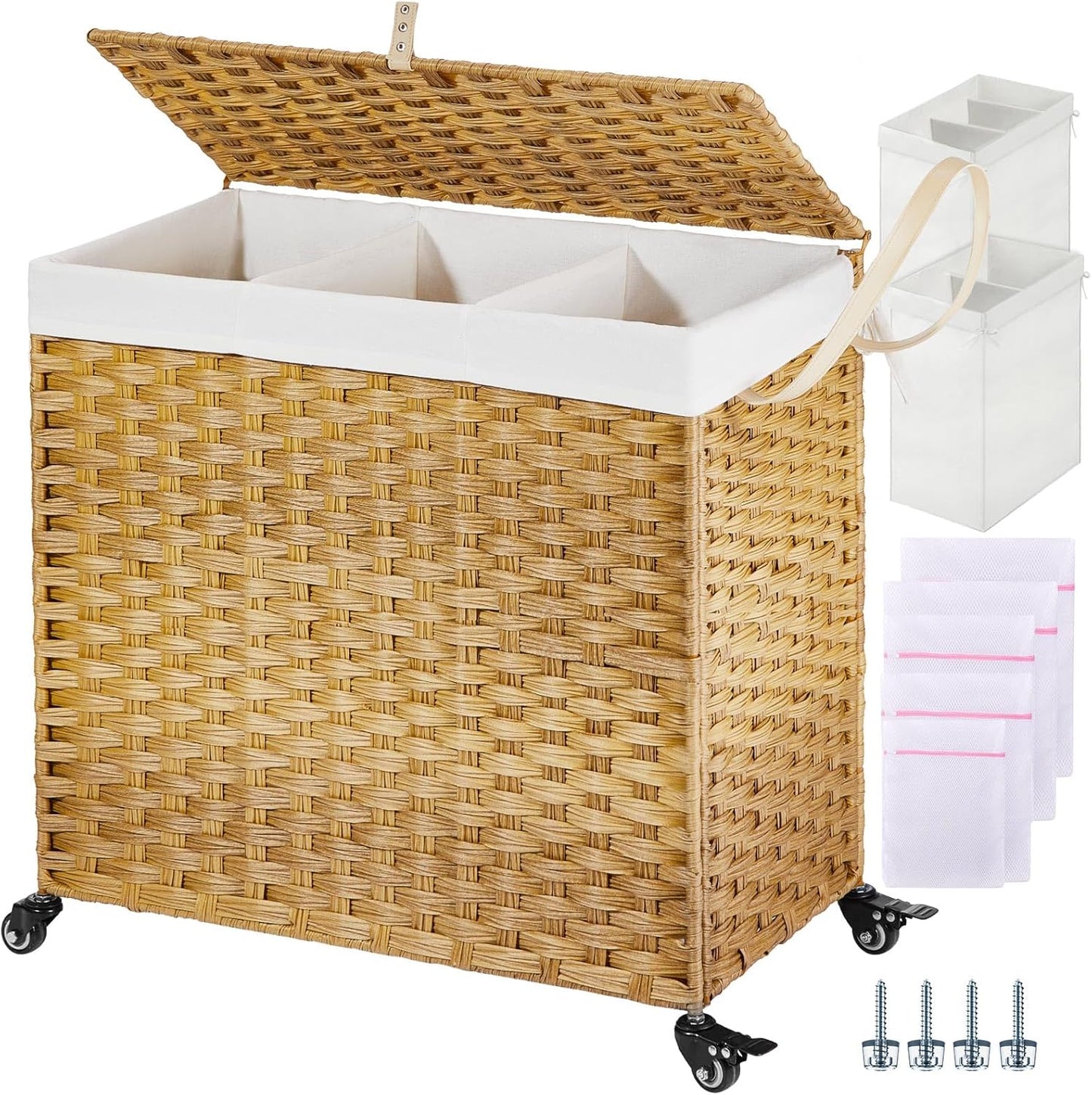 Greenstell Laundry Hamper with Wheels & Lid for Easy Sorting