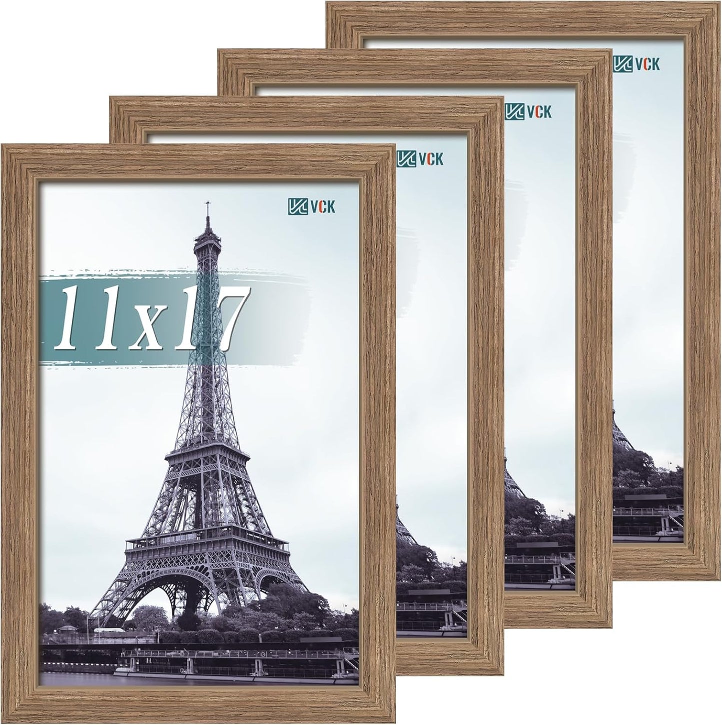 VCK 11x17 Picture Frame Set of 4 - Walnut Wood Frames