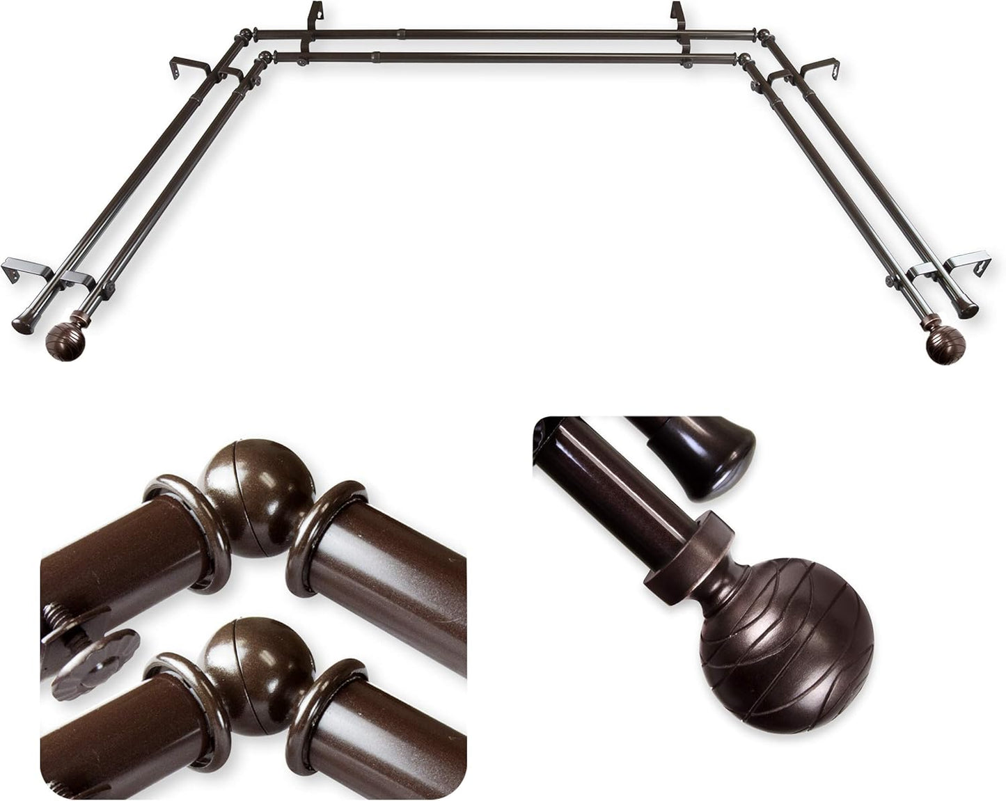 Ferero Double Bay Window Rod - Cocoa