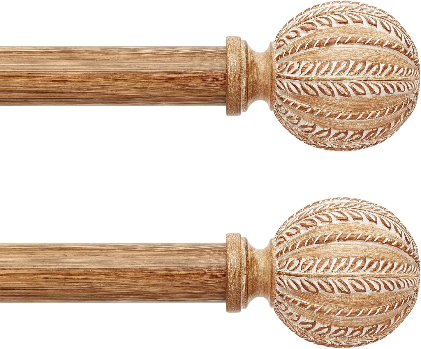 2 Pack Wood Curtain Rods for Windows 48 to 84 Inch Adjustable