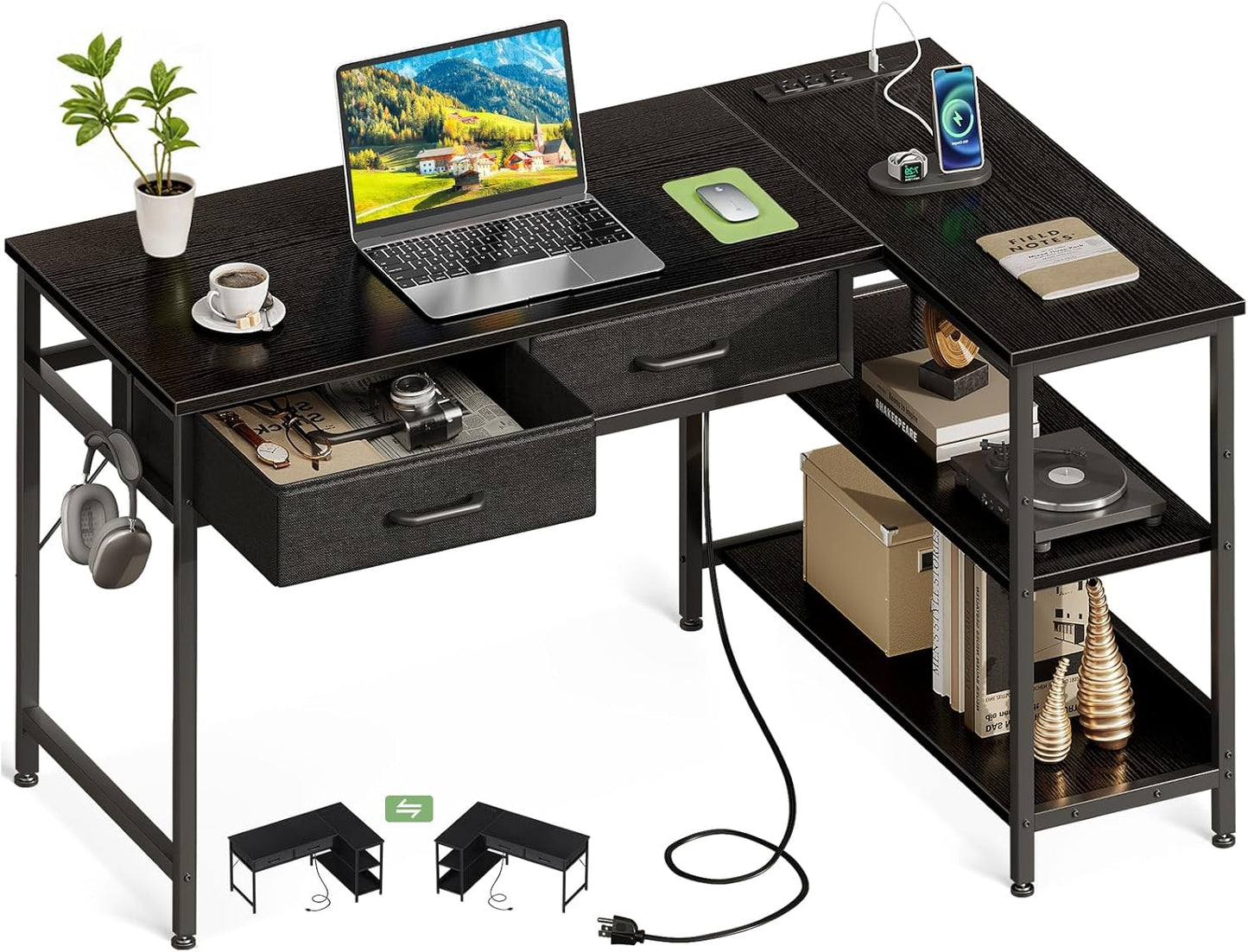 Coleshome 40 L-Shaped Desk for Small Spaces