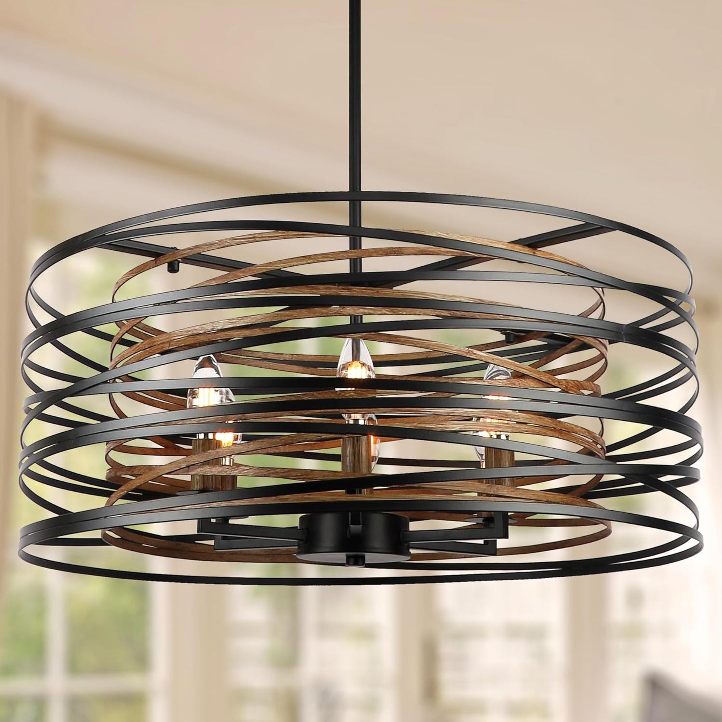 Rustic Large Drum Chandeliers by ACNKTZ for Dining Room