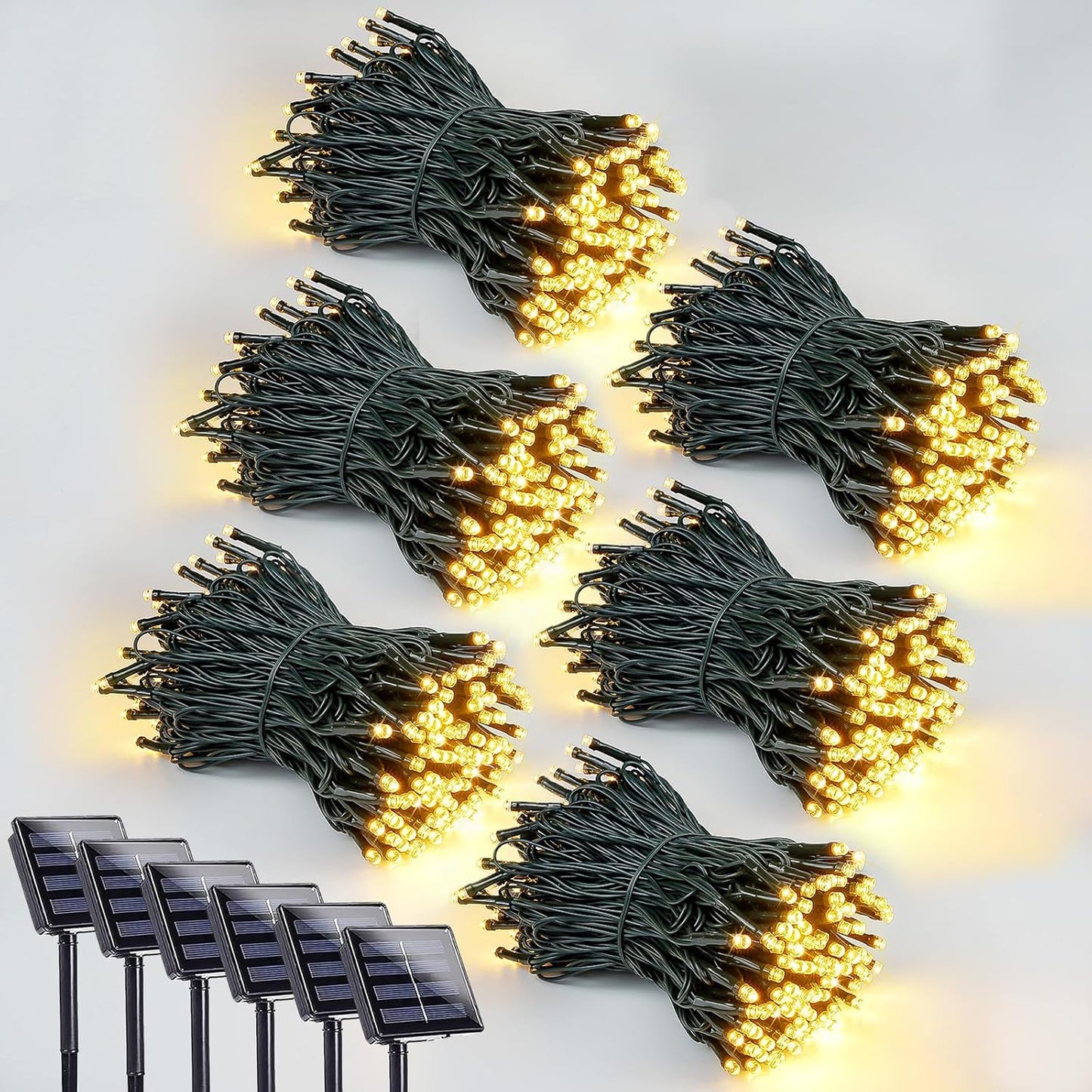 6 Pack 600 LED Solar String Lights for Outdoor Christmas Decor