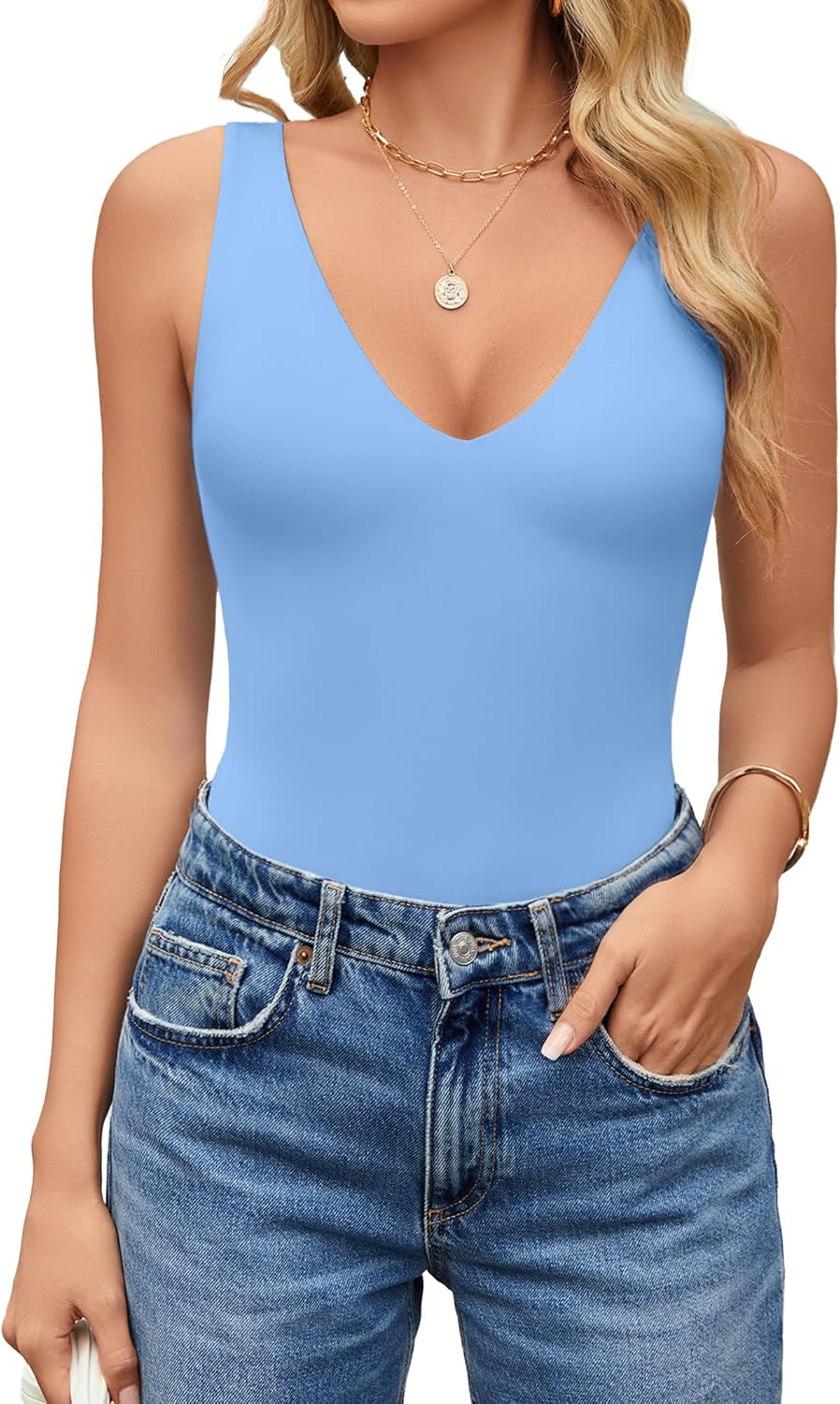 Avidlove Women's Sexy Plunge Deep V Neck Bodysuit for Going Out