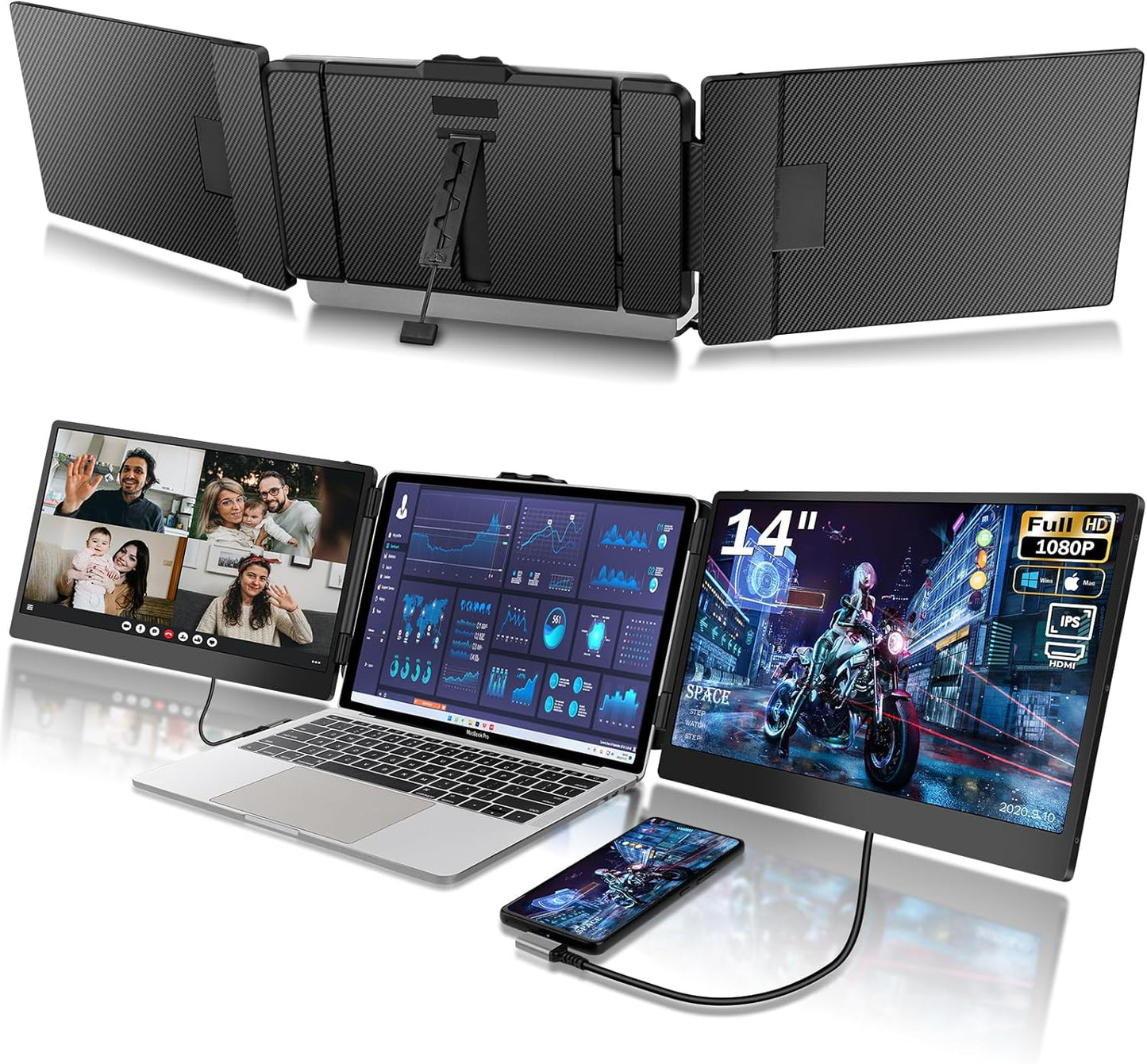 Triple 1080p FHD Laptop Monitor Extender by CopGain