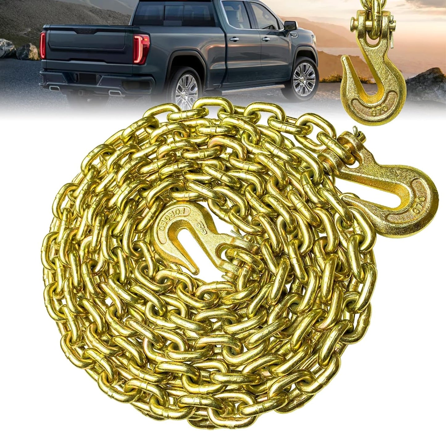 G80 Trailer Chains with Hooks - 5/16In25Ft Log Chain for Towing
