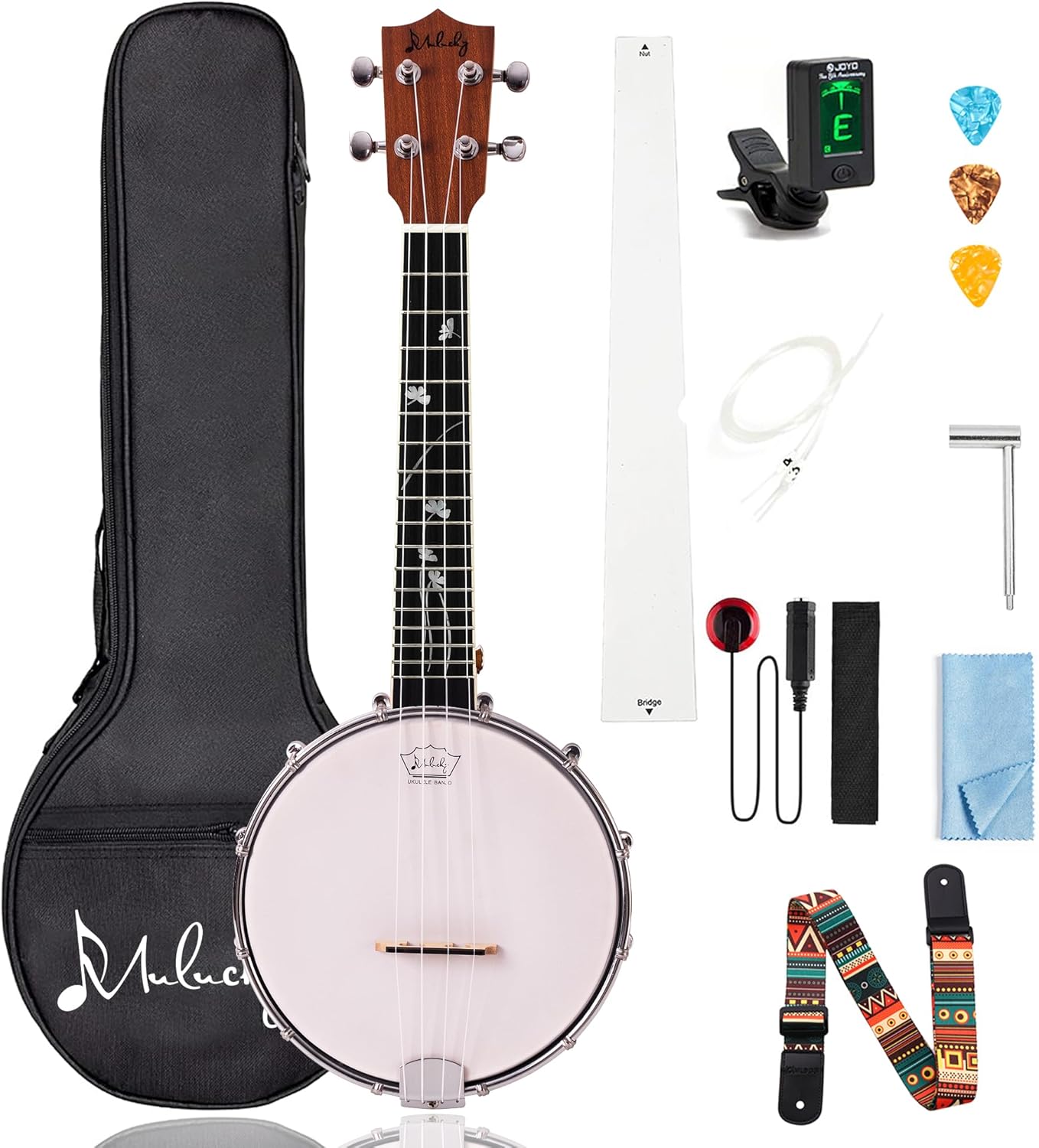 Mulucky 4-String Banjo Ukulele for Travel and Performance