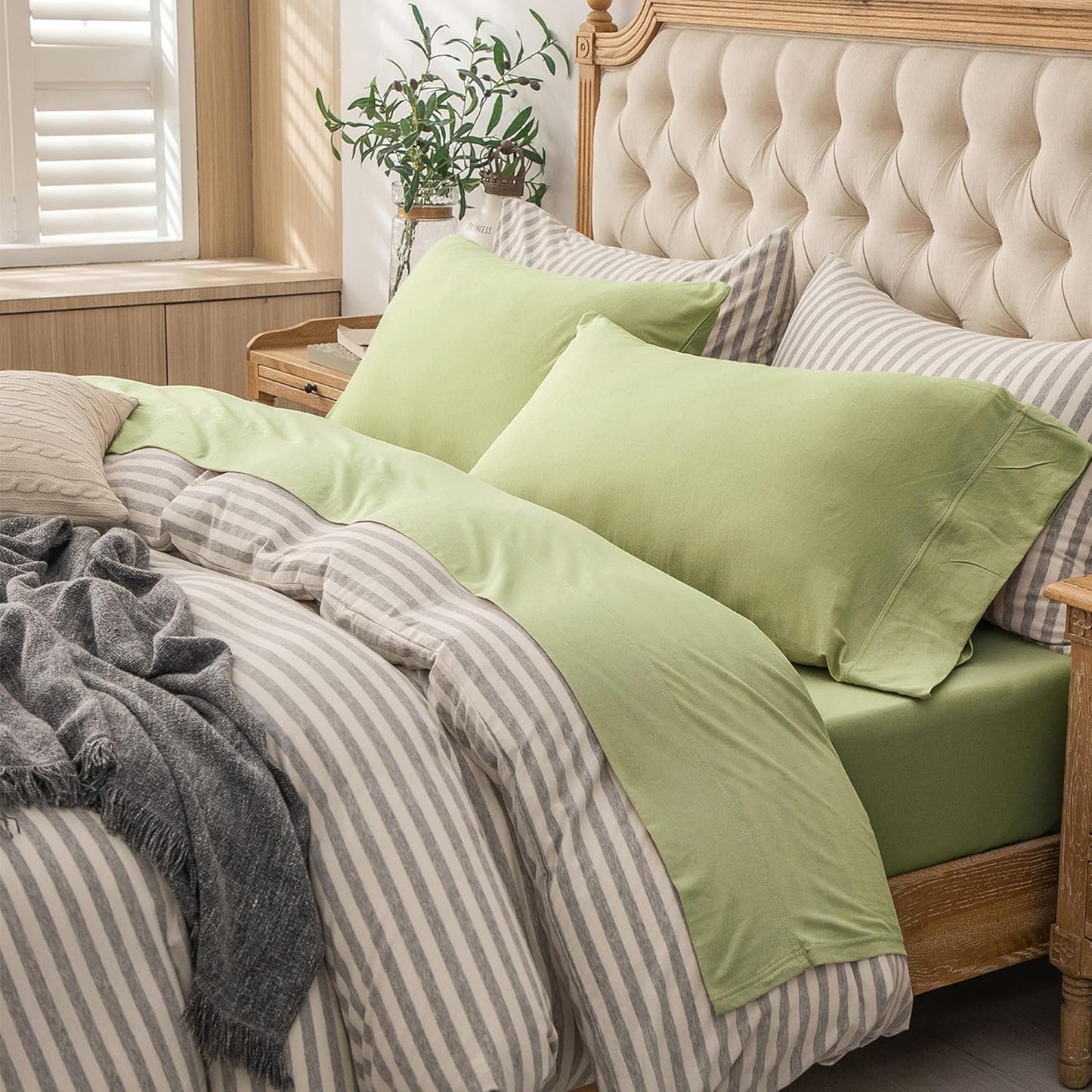 PURE ERA Jersey Knit Bed Sheet Set - Soft Cotton Comfort