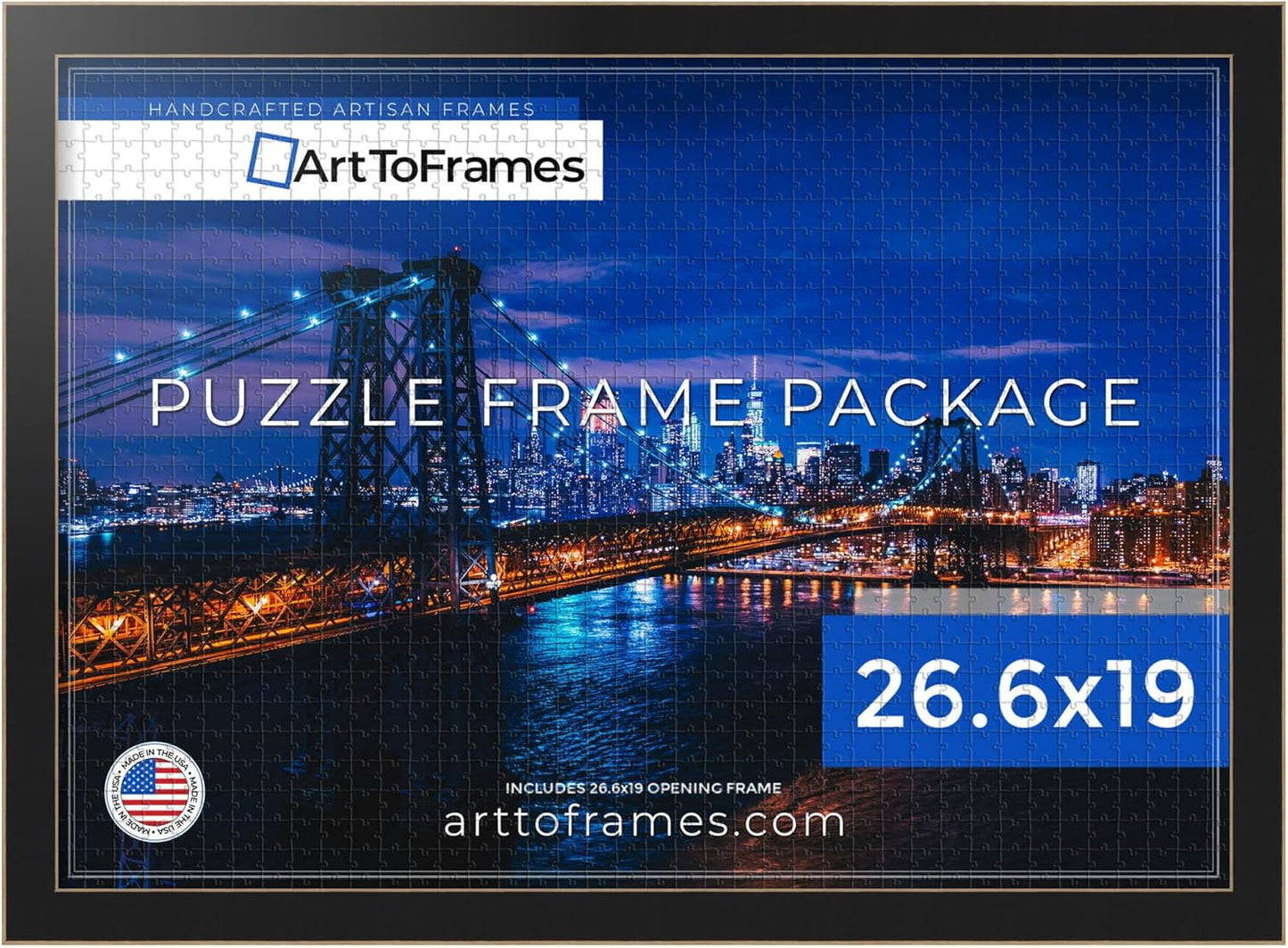 ArtToFrames 26.6x19 INCH Black Frame for 1000 Piece Puzzles