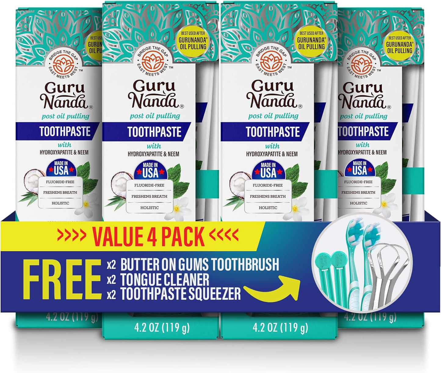 Hydroxyapatite Toothpaste for Sensitive Teeth - 4 Pack Kit