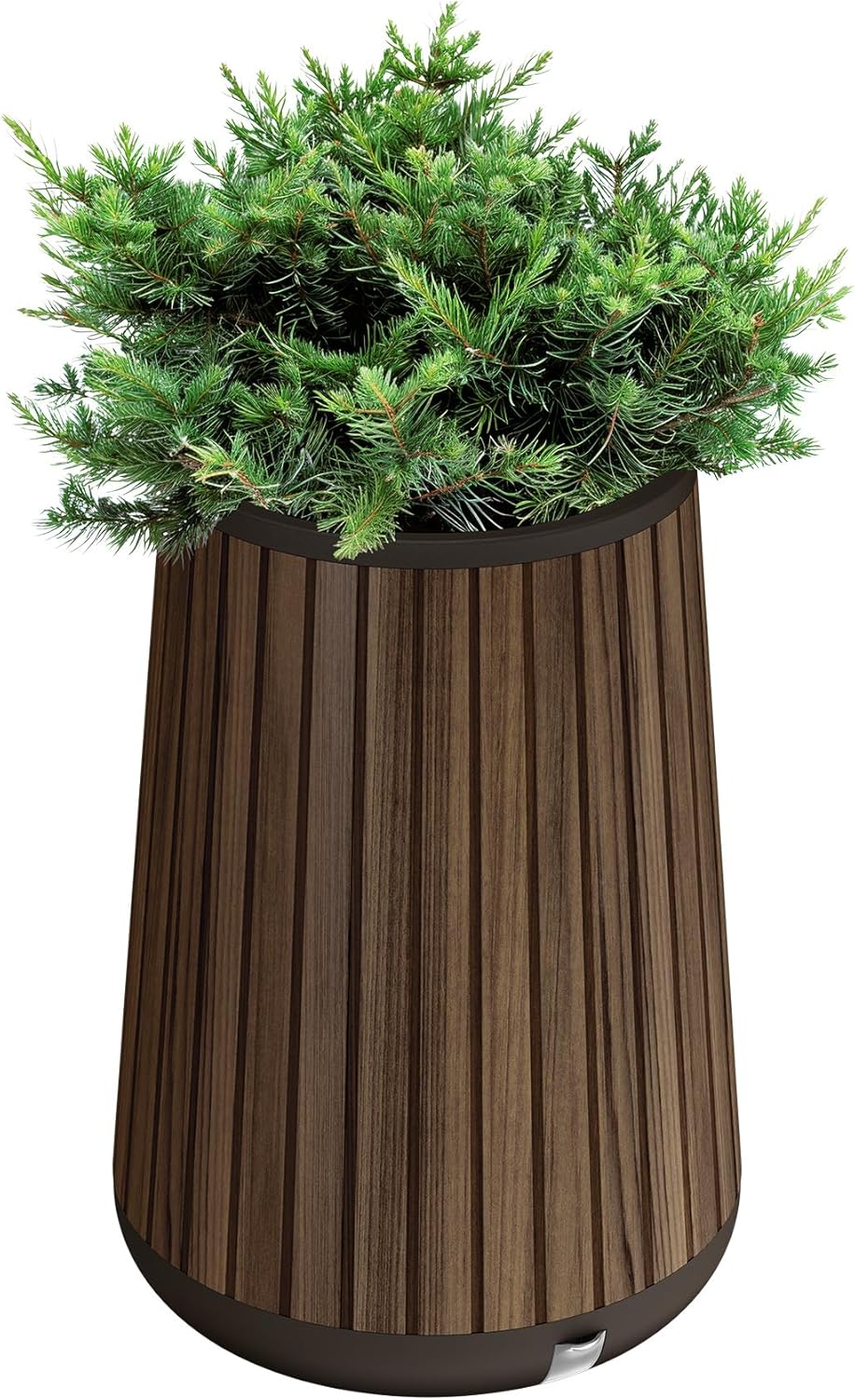 Keter Signature Conic 28.5 Inch Tall Round Wood Look Planter