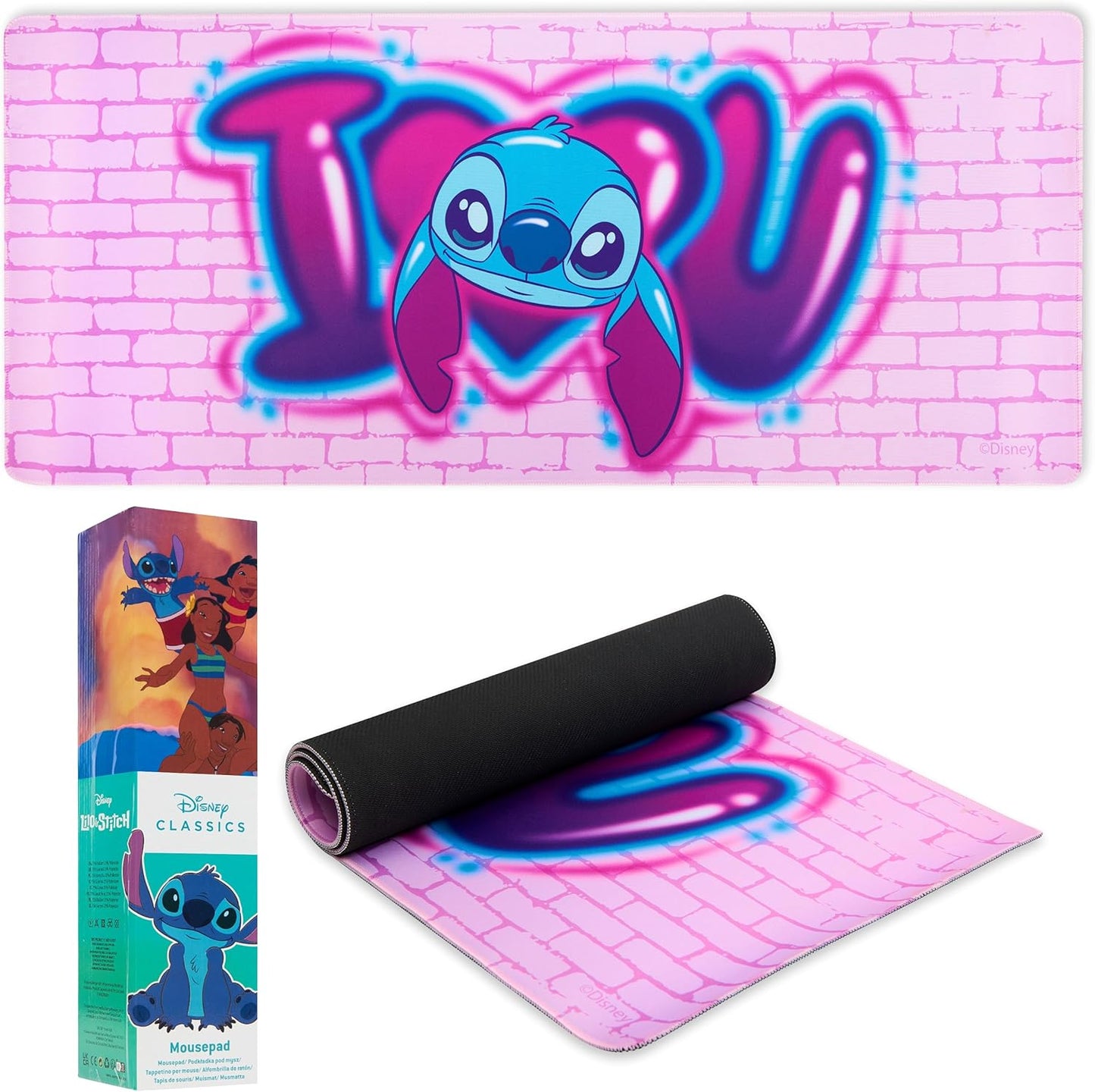 Large Disney Stitch Desk Mat: Baby Yoda Protector (Pink)