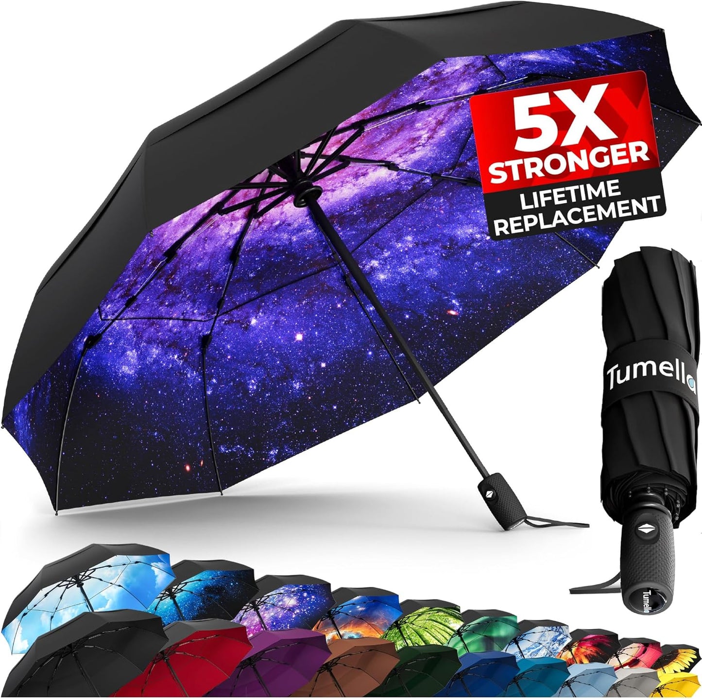 TUMELLA Strongest Windproof Travel Umbrella for All Weather