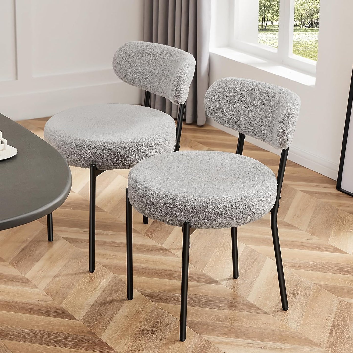 Modern Mid Century Dining Chairs Set of 2 with Curved Backrest