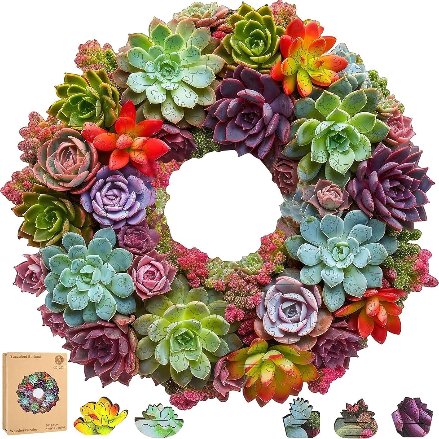 Succulent Garland Wooden Puzzles for Adults - 500 Pieces Fun