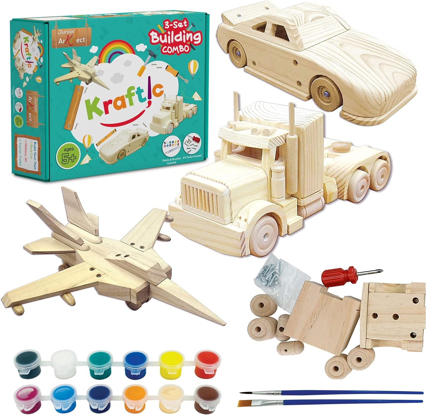 Kraftic Woodworking Building Kit for Kids - DIY Projects Fun