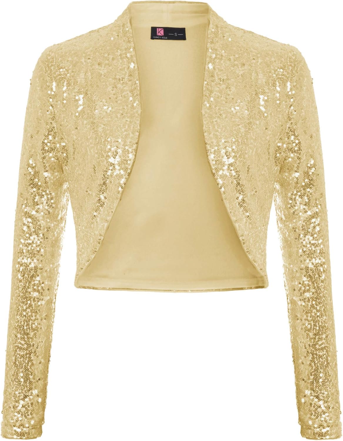 KANCY KOLE Women's Sequin Shrug Long Sleeve Open Front Bolero