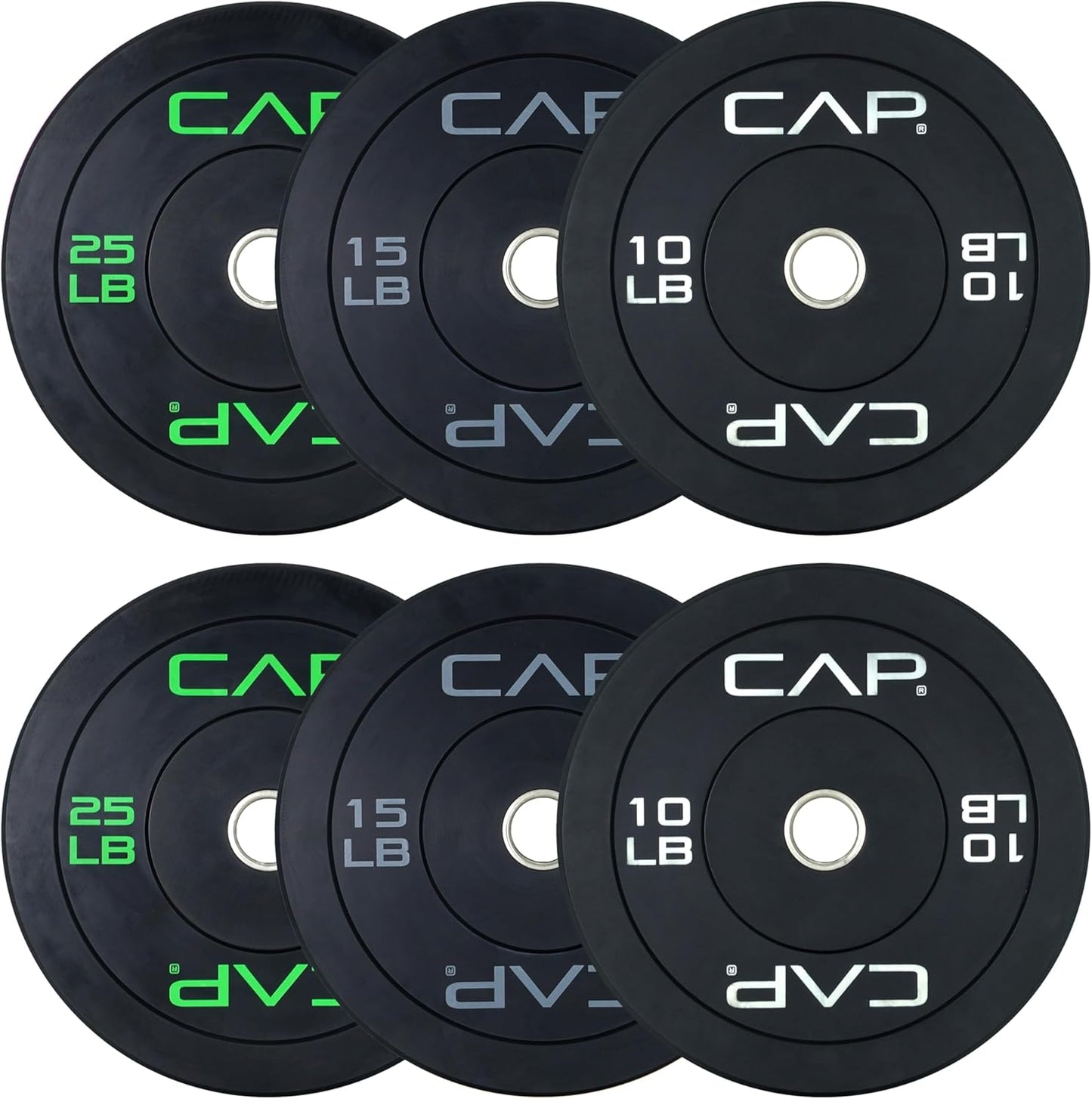 CAP Barbell Olympic Bumper Plate Weight Set for Home Gym Use