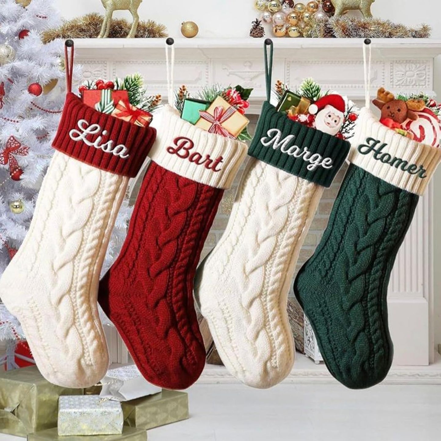 Personalized Christmas Stockings Set of 6 for Family and Pets
