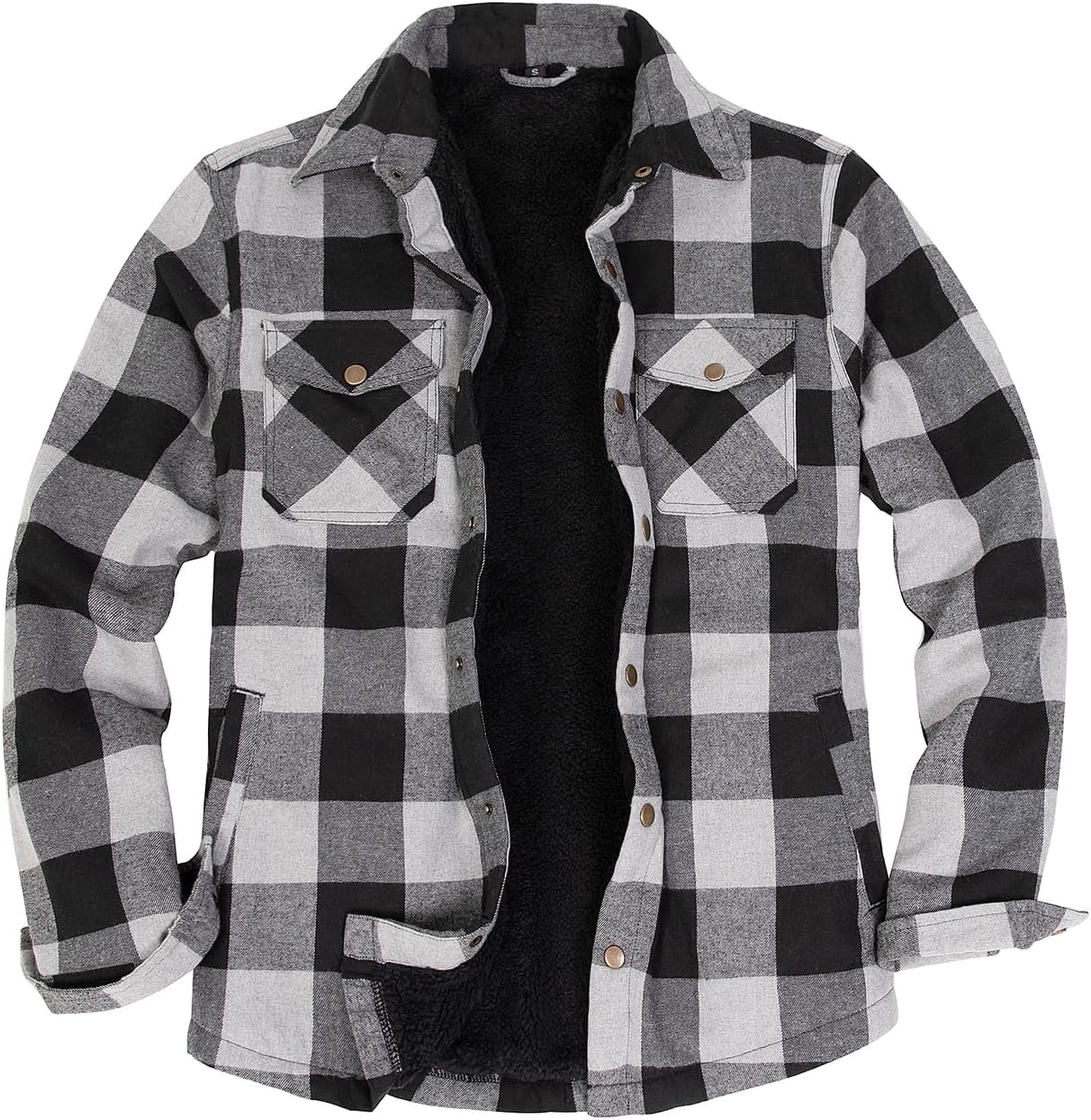 ZENTHACE Men's Sherpa Lined Flannel Shirt Jacket for Winter