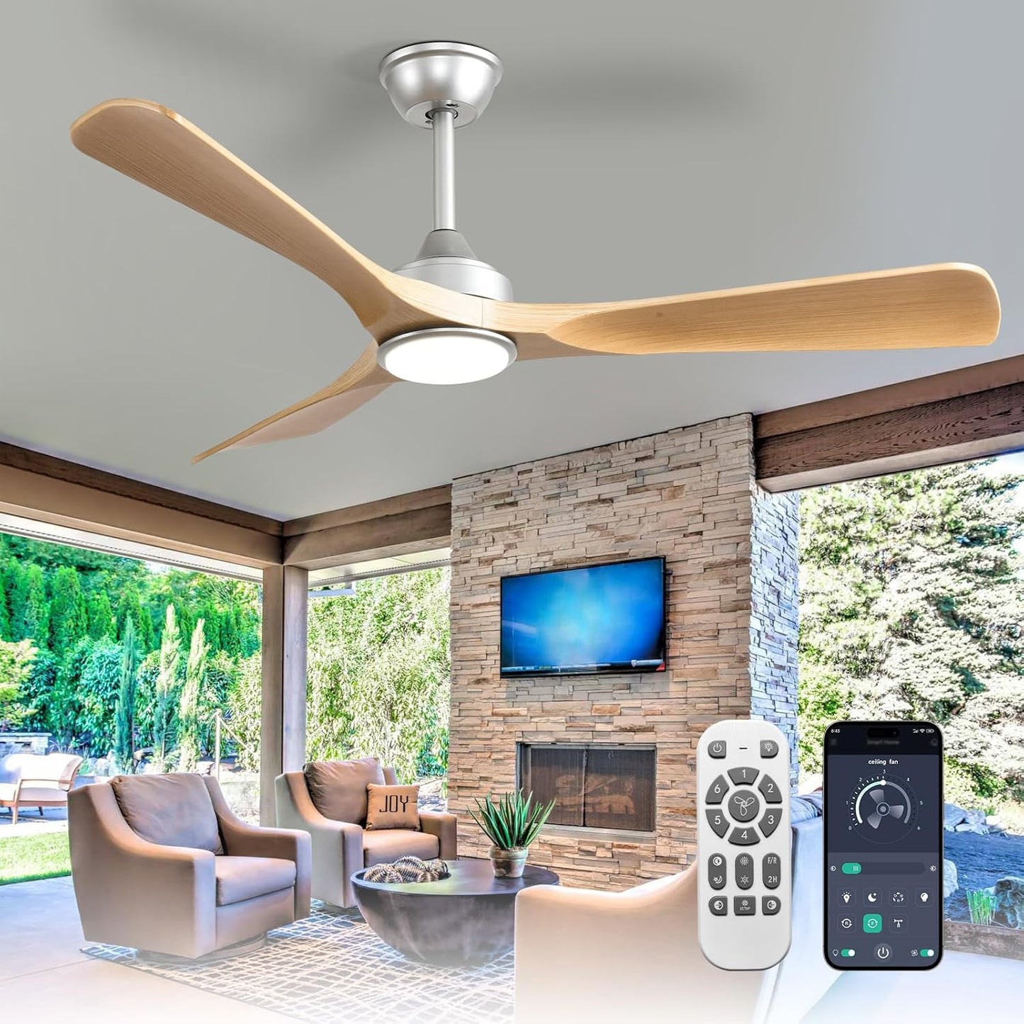 52-Inch Ceiling Fan with Light: Quiet DC Motor & Remote Control