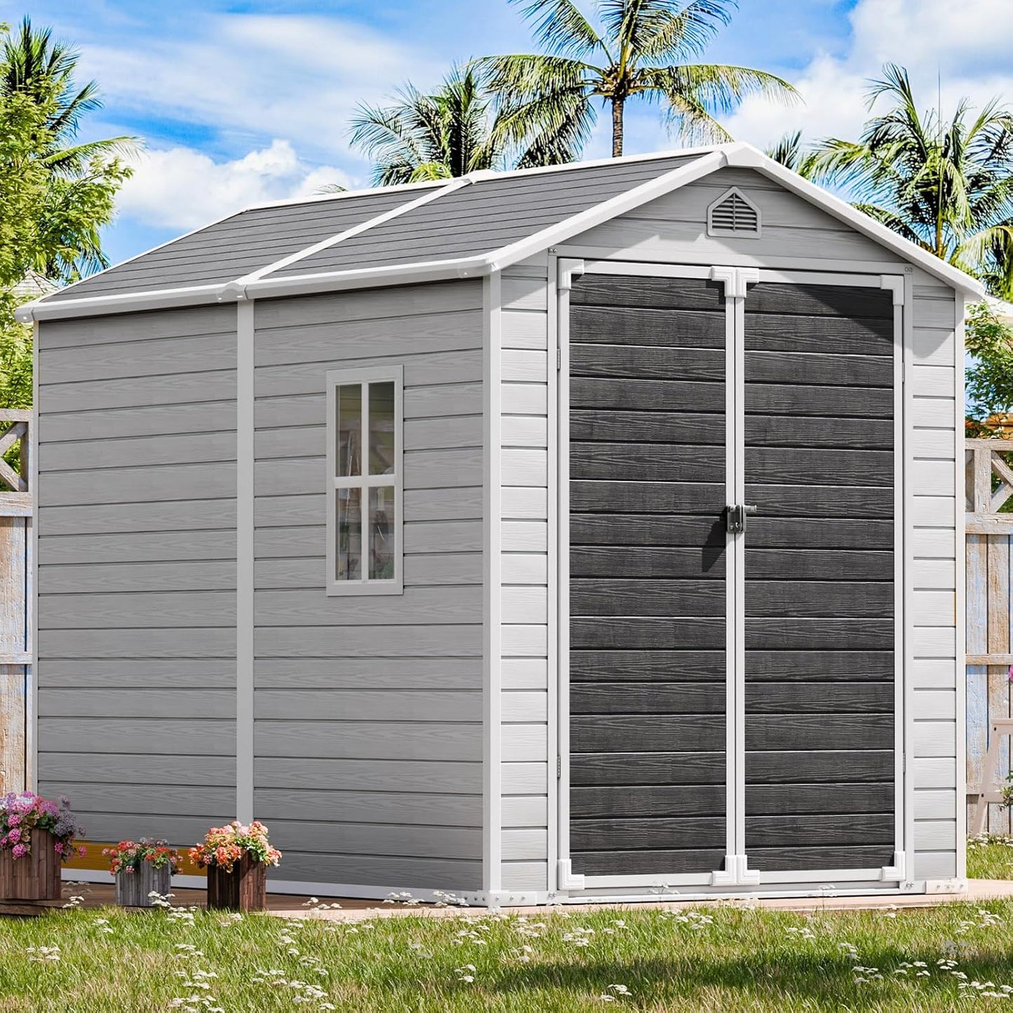 Outdoor Resin Storage Shed 8x6 FT for Garden and Lawn Tools