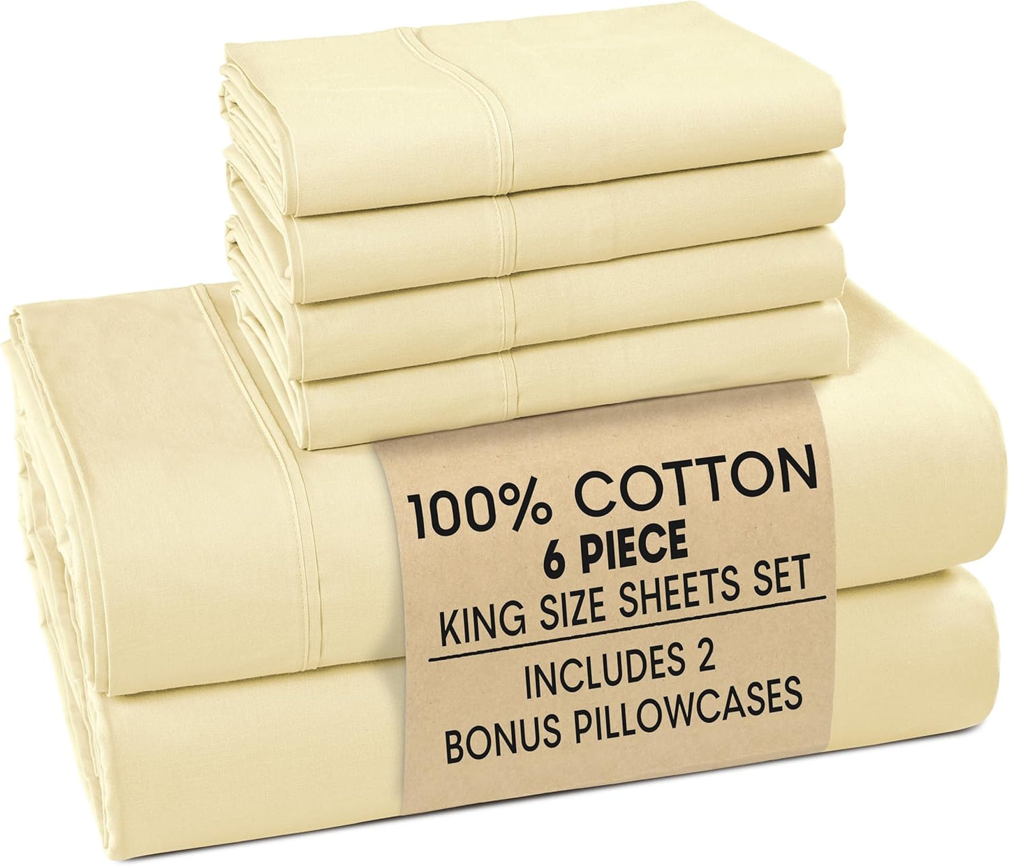 Casa Platino 100% Cotton King Size Sheets Set - Soft & Durable