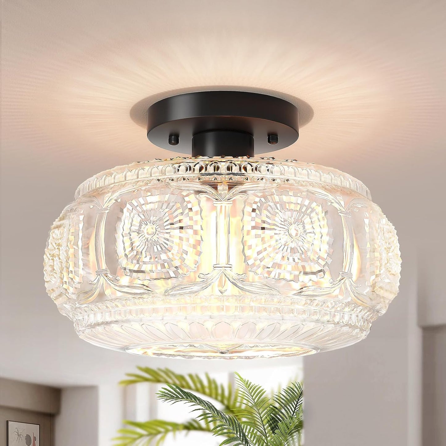 Semi Flush Mount Ceiling Light Fixture for Vintage Home Decor