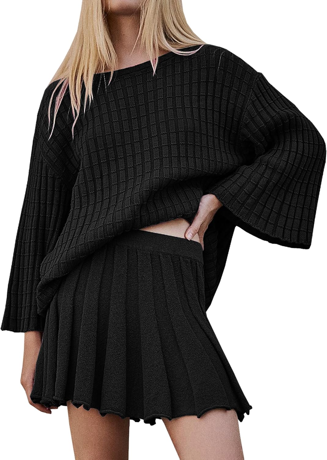 Stylish Sweater Set 2 Piece Skirt Sets for Women Casual Wear