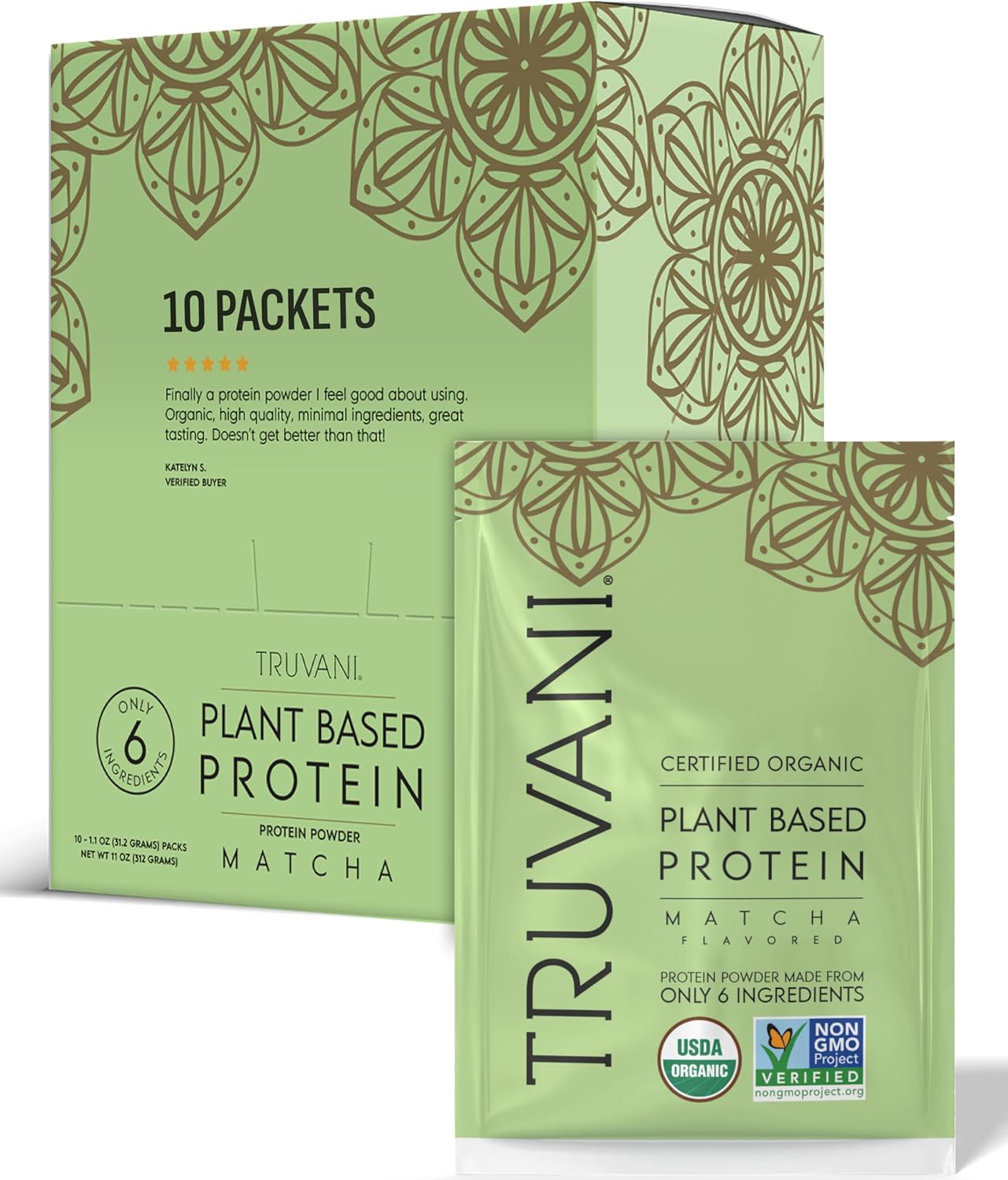 Truvani Vegan Pea Protein Powder with Matcha for Clean Nutrition