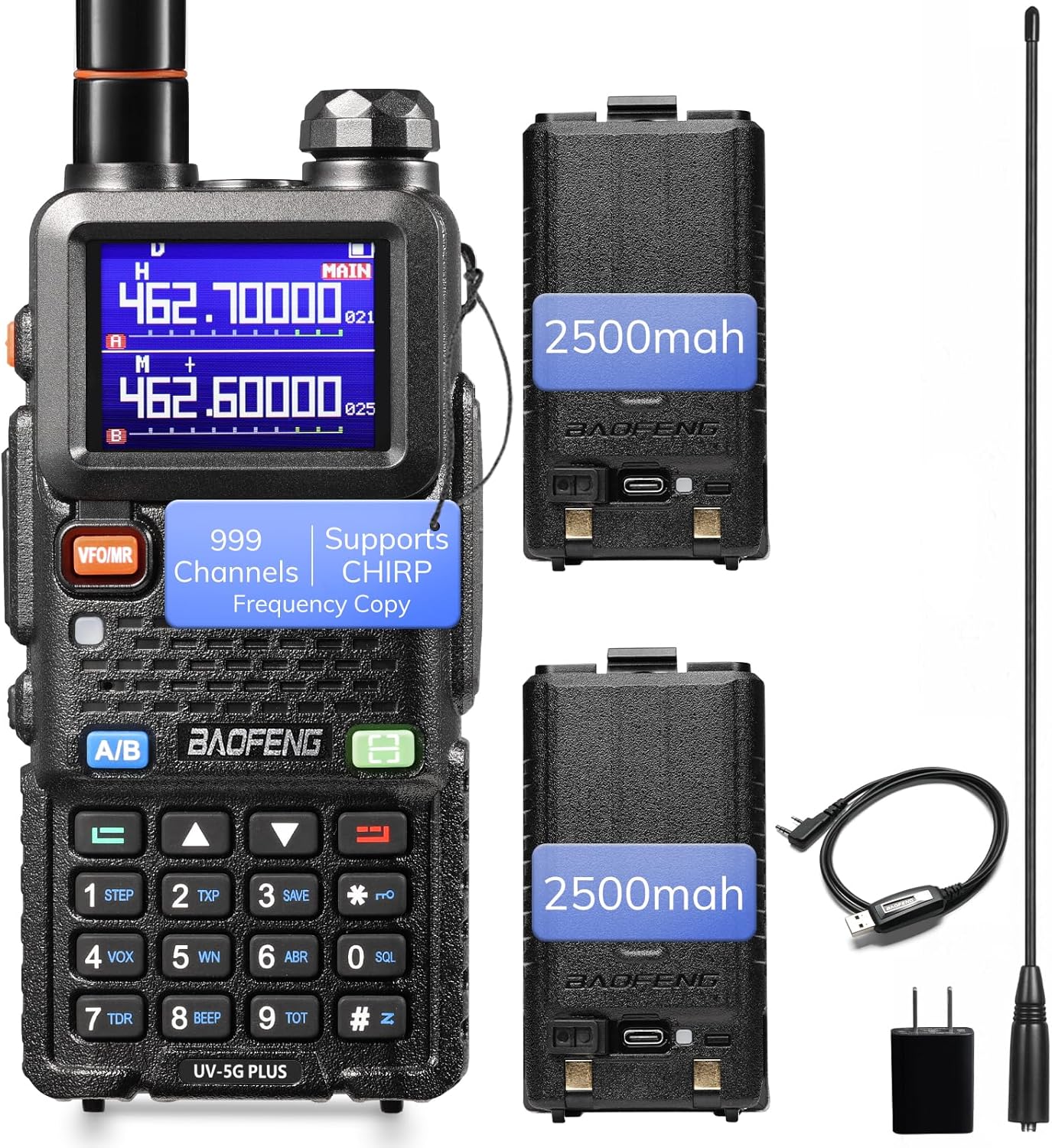 BAOFENG UV-5G Plus GMRS Handheld Radio for Long Range Talk