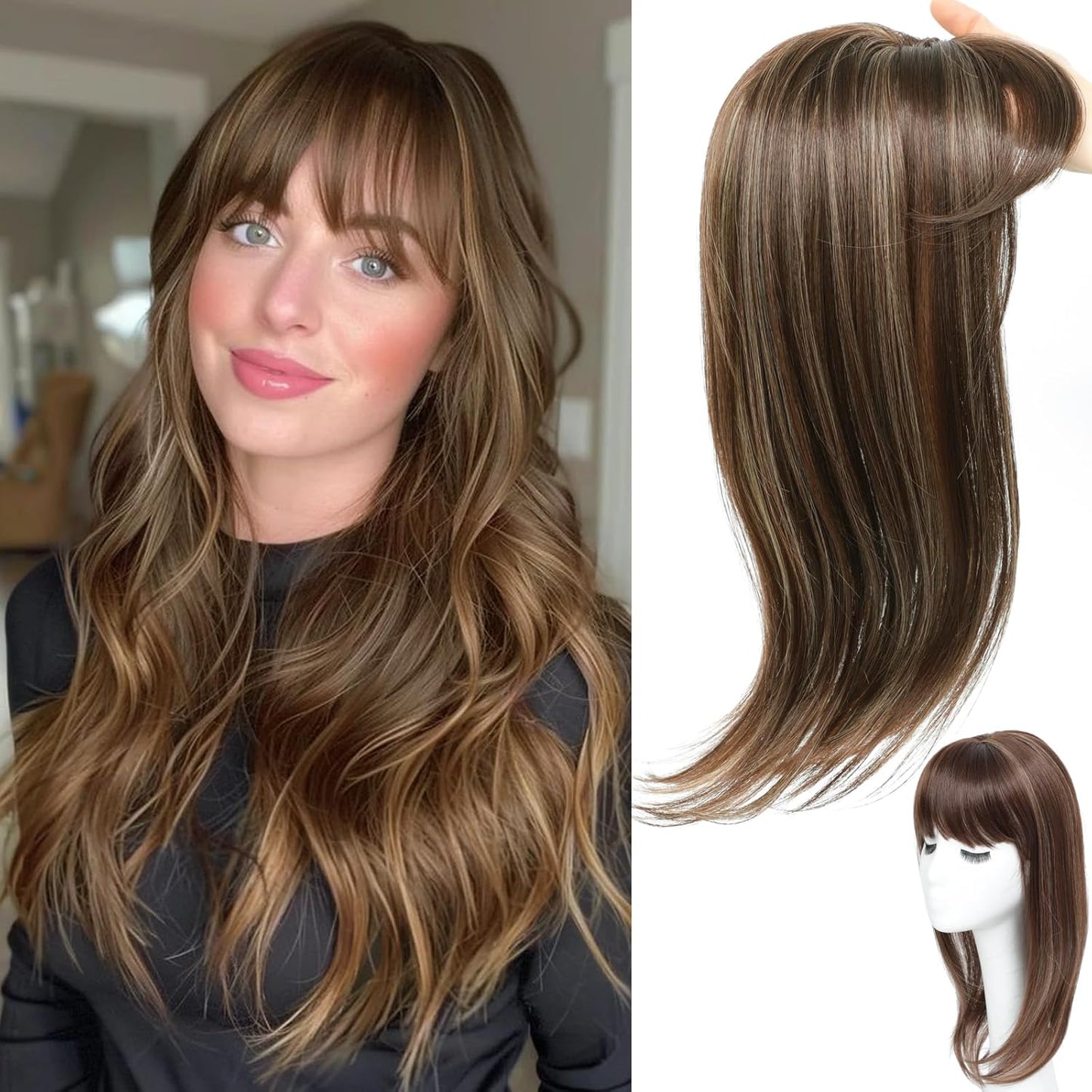360 3D Hair Toppers for Women with Thinning Hair, 18 Inch