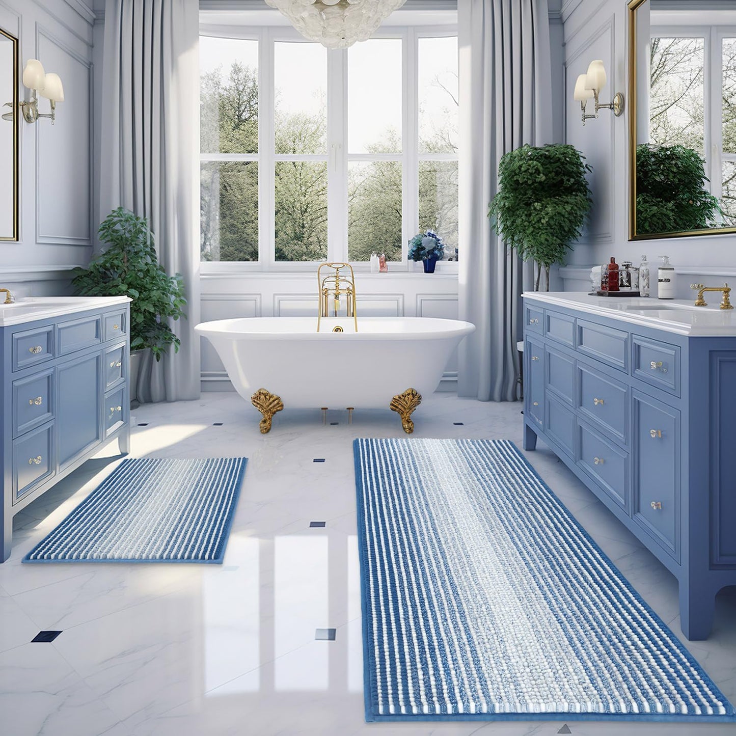 Thick Absorbent Chenille Bath Mat Set for Ultimate Comfort