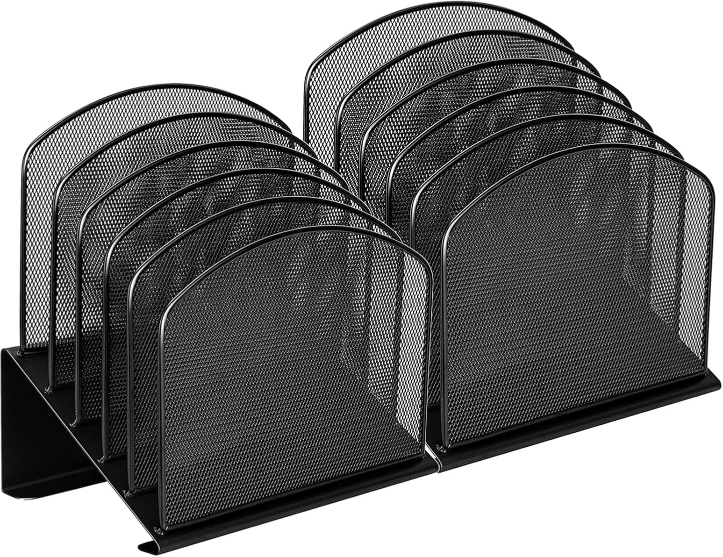 Metal Mesh Desktop File Organizer - Efficient 5 Section Storage