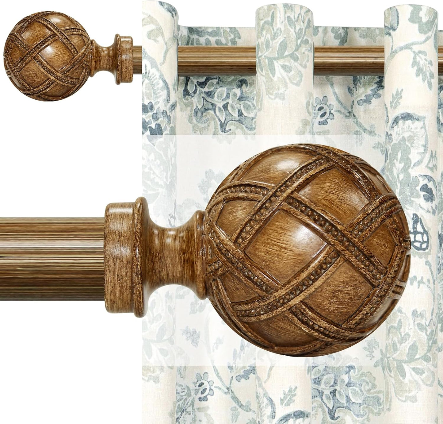 Adjustable Heavy Duty Wood Curtain Rods: 48-84 Inch, Farmhouse Style for Every Room!